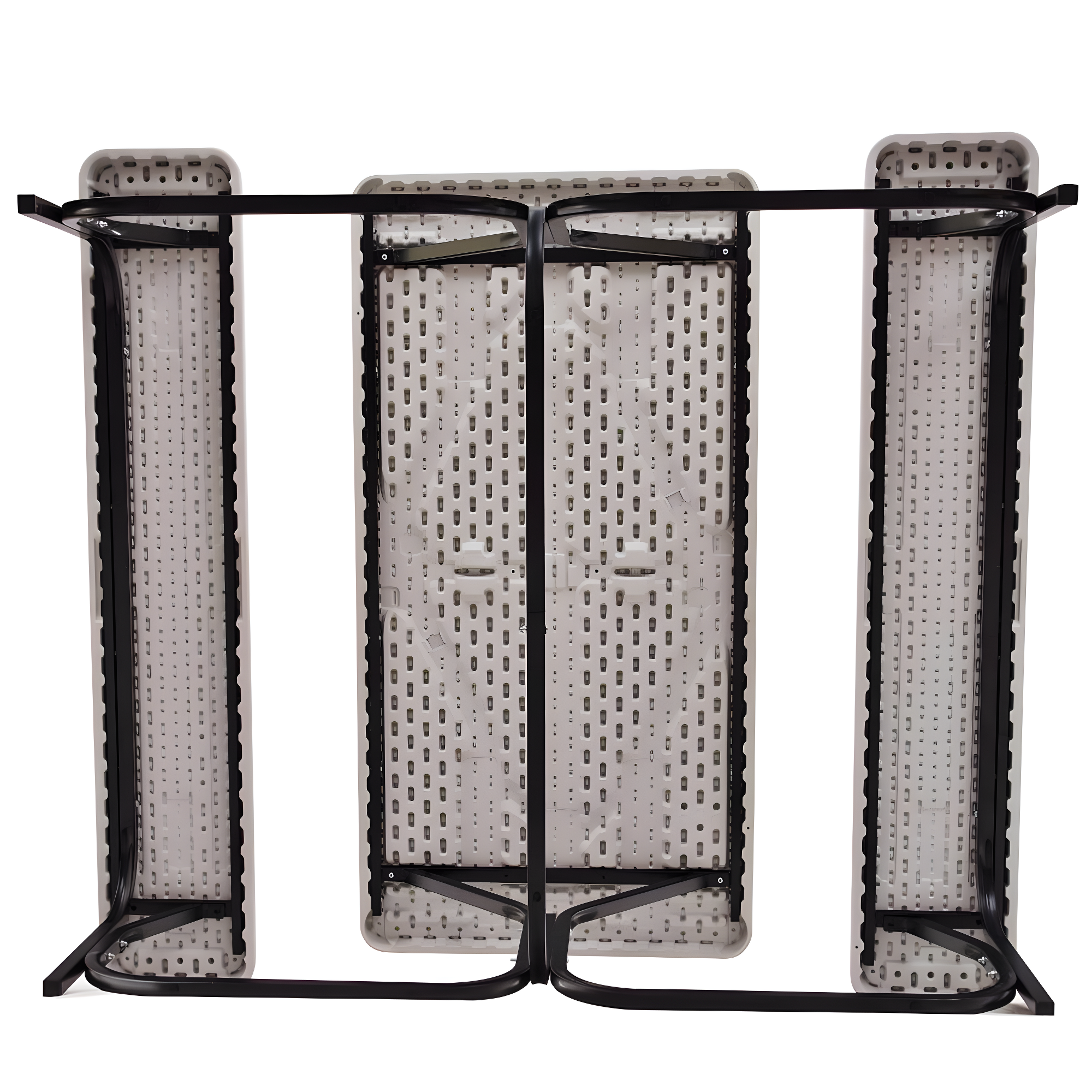 Tangkula Outdoor Picnic Table Bench Set Patio Camping Table w/Steel Frame & Wood Texture Tabletop for Garden White