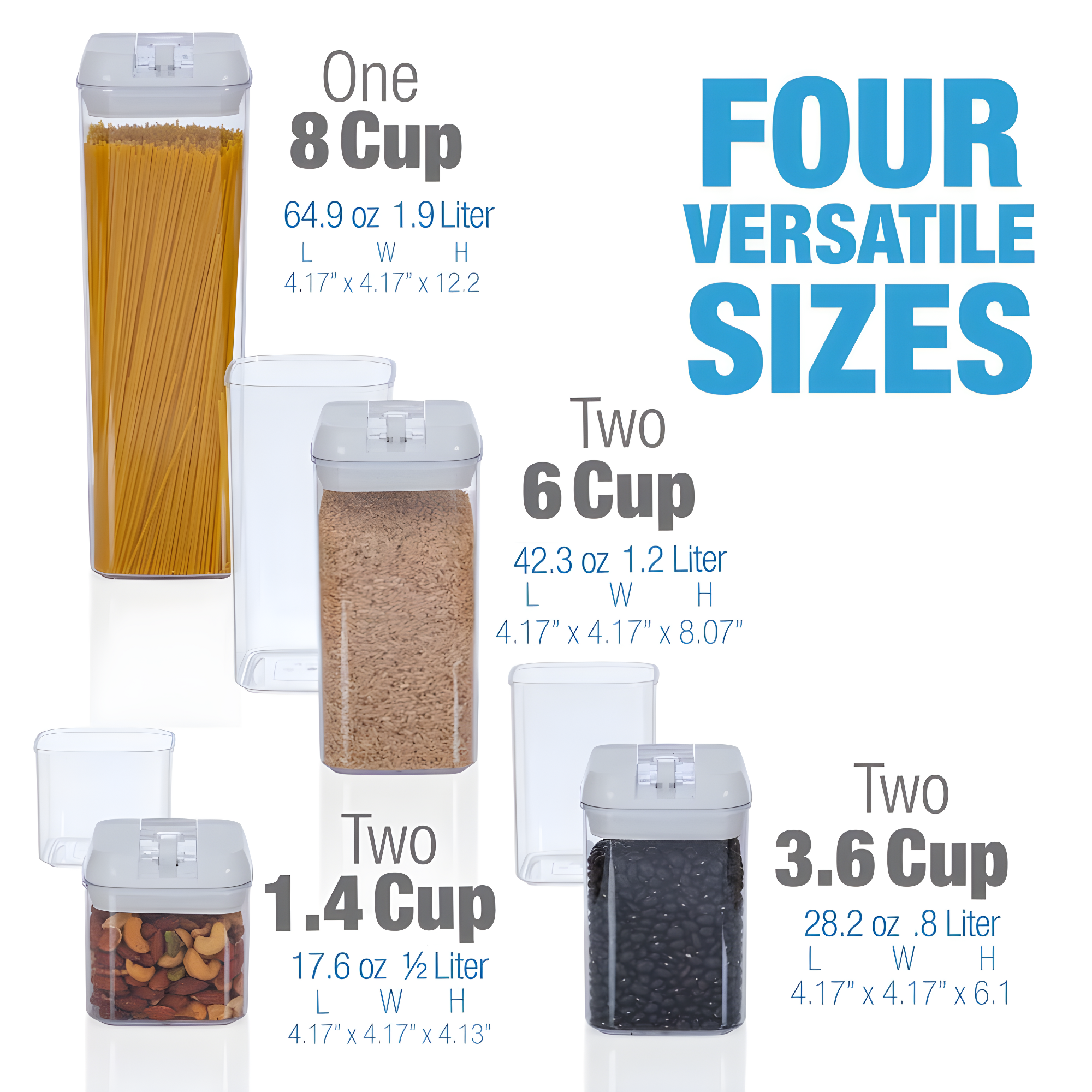 Cheer Collection Airtight Food Storage Containers, Set of 7 (White)