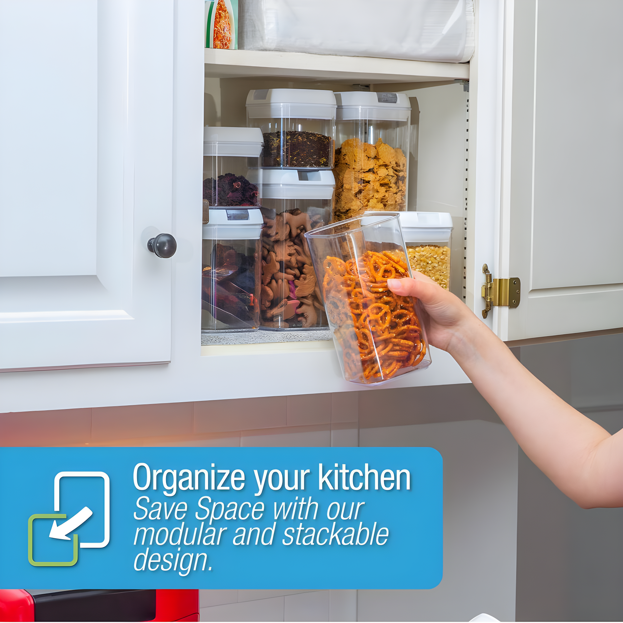 Cheer Collection Airtight Food Storage Containers, Set of 7 (White)