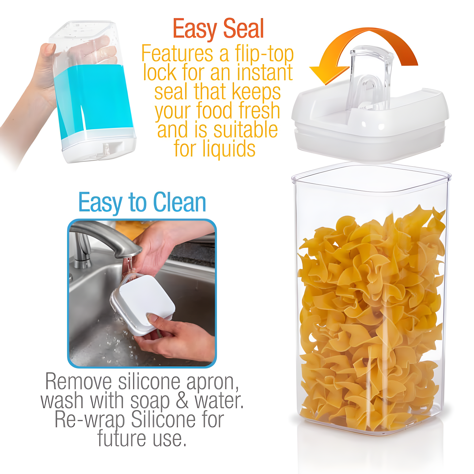 Cheer Collection Airtight Food Storage Containers, Set of 7 (White)