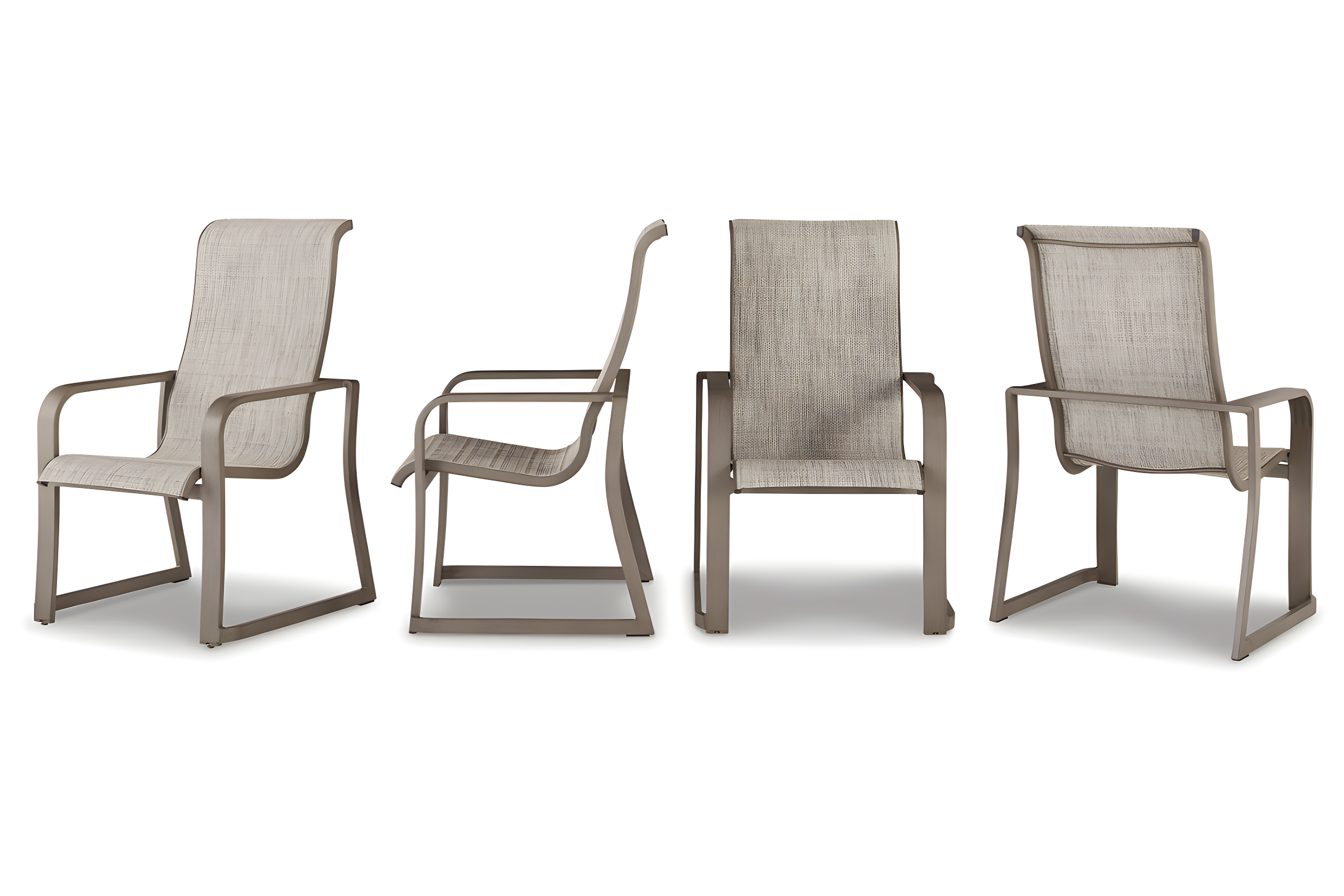 Signature Design by Ashley Beach Front Beige Sling Arm Chair - Set of 4