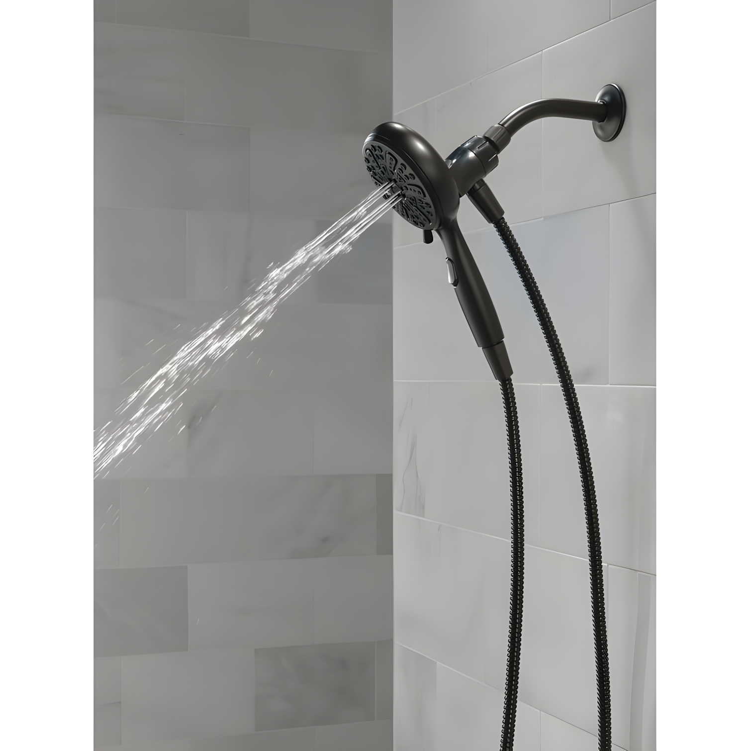 SureDock Magnetic Hand Held Shower Head, 5-Spray Detachable Round Shower Head 1.75 GPM