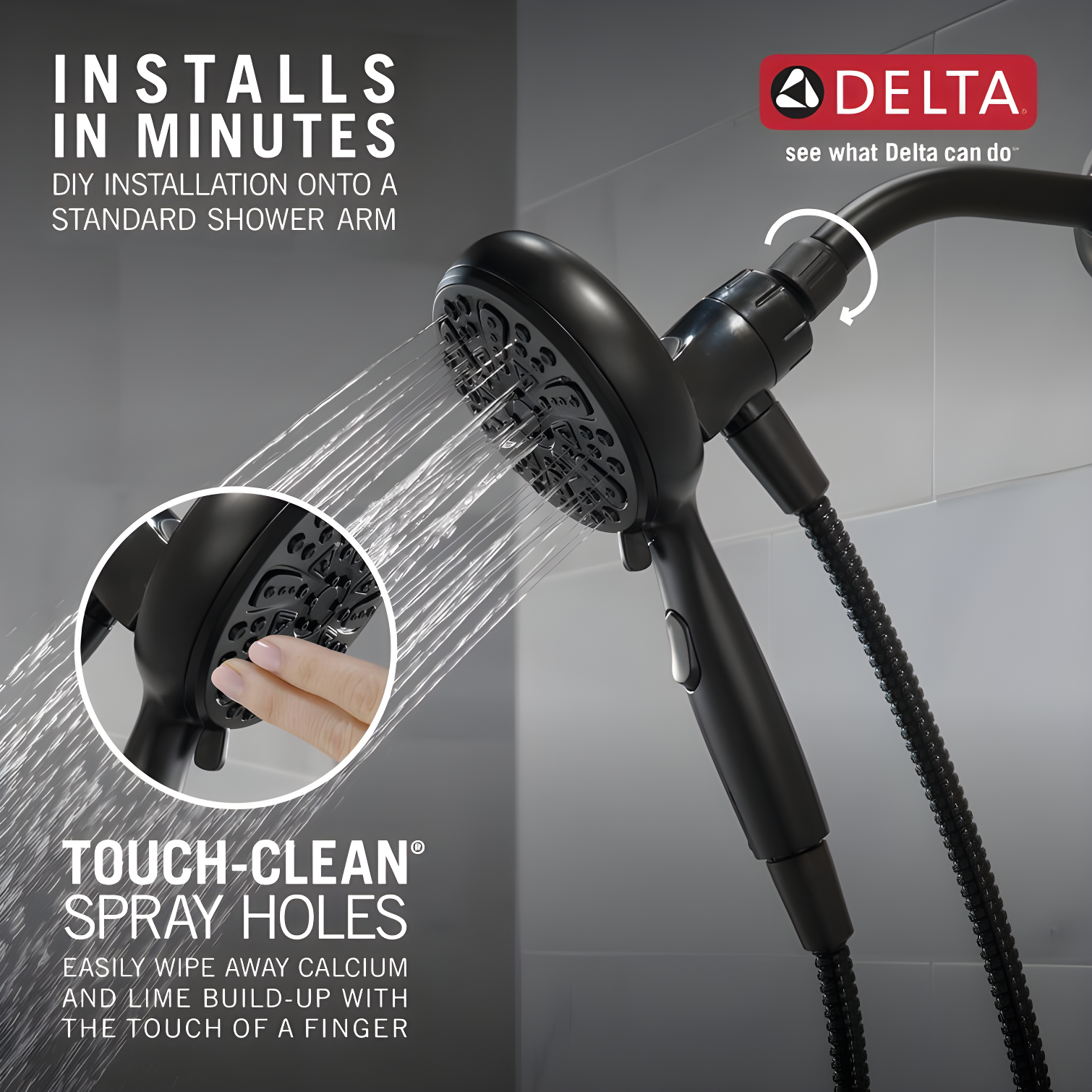 SureDock Magnetic Hand Held Shower Head, 5-Spray Detachable Round Shower Head 1.75 GPM