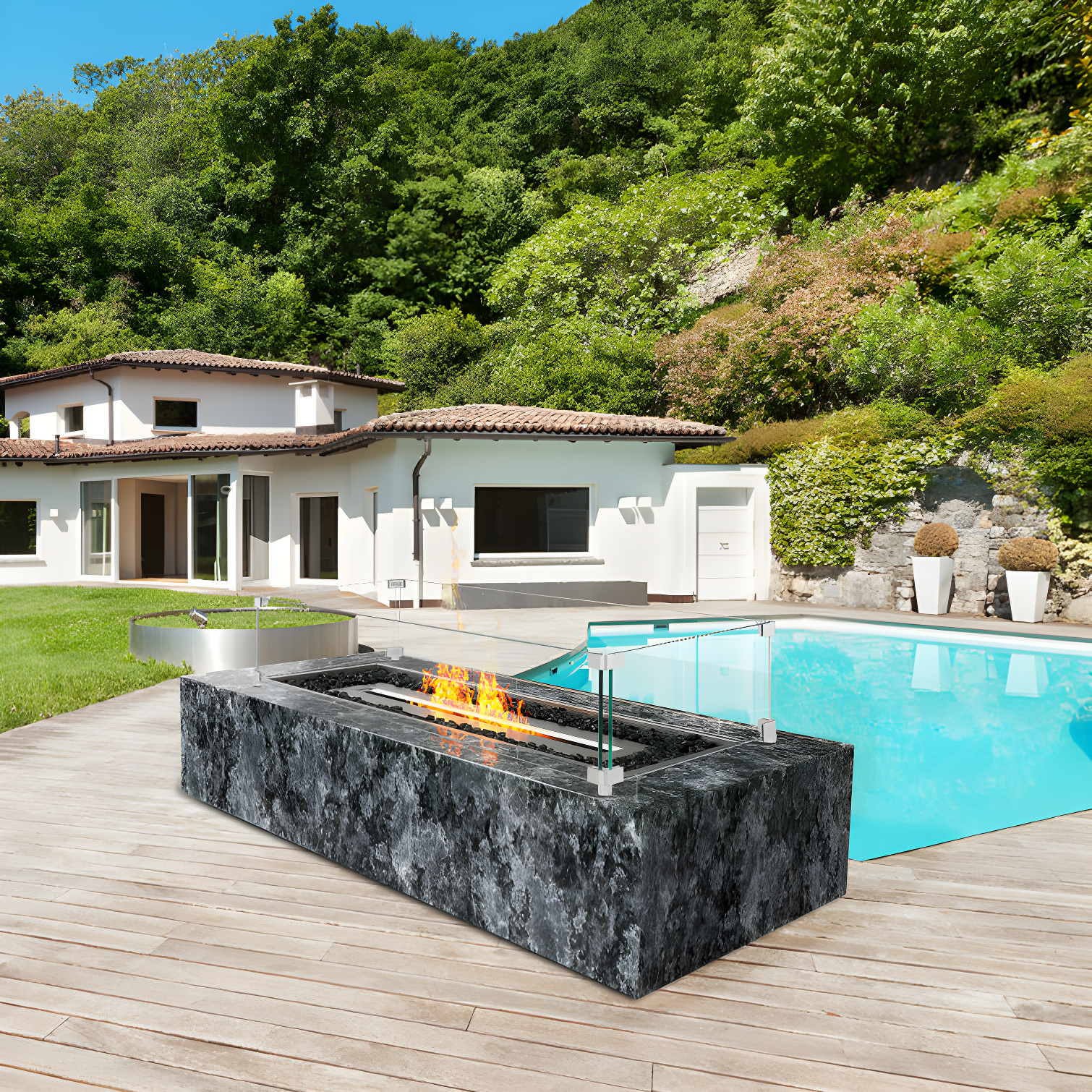 VEVOR Tempered Glass Fire Pit Accessory (Set of 4)