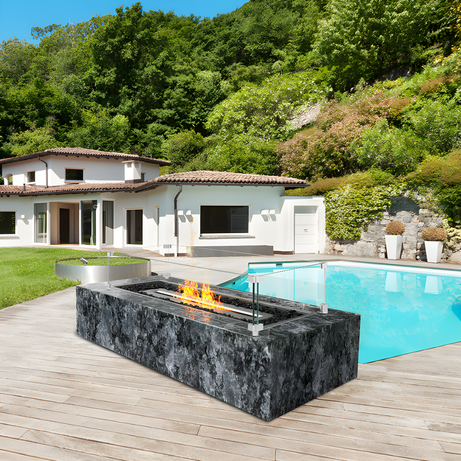 VEVOR Tempered Glass Fire Pit Accessory (Set of 4)