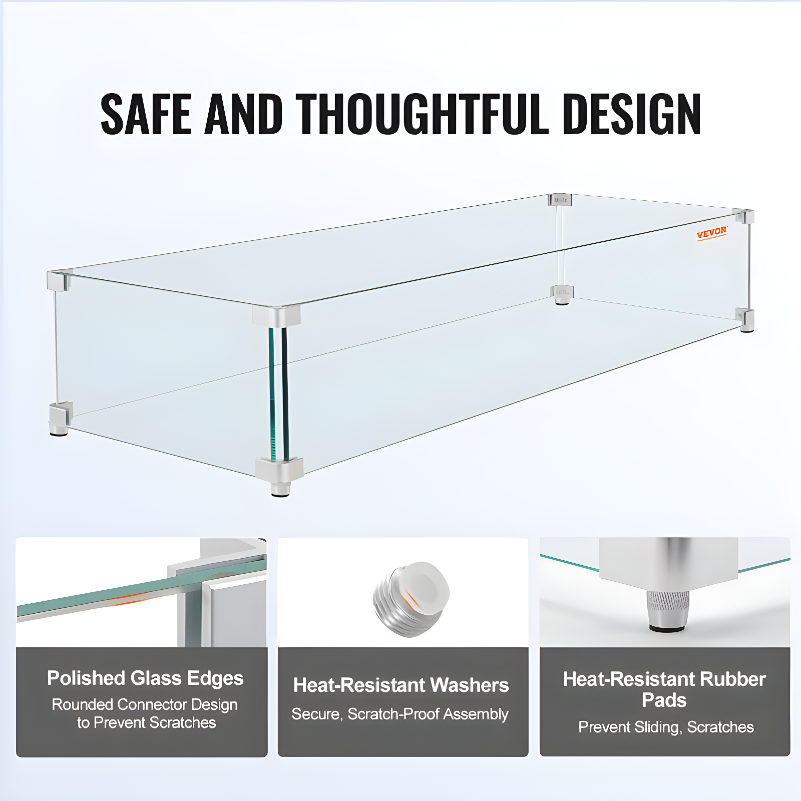 VEVOR Tempered Glass Fire Pit Accessory (Set of 4)