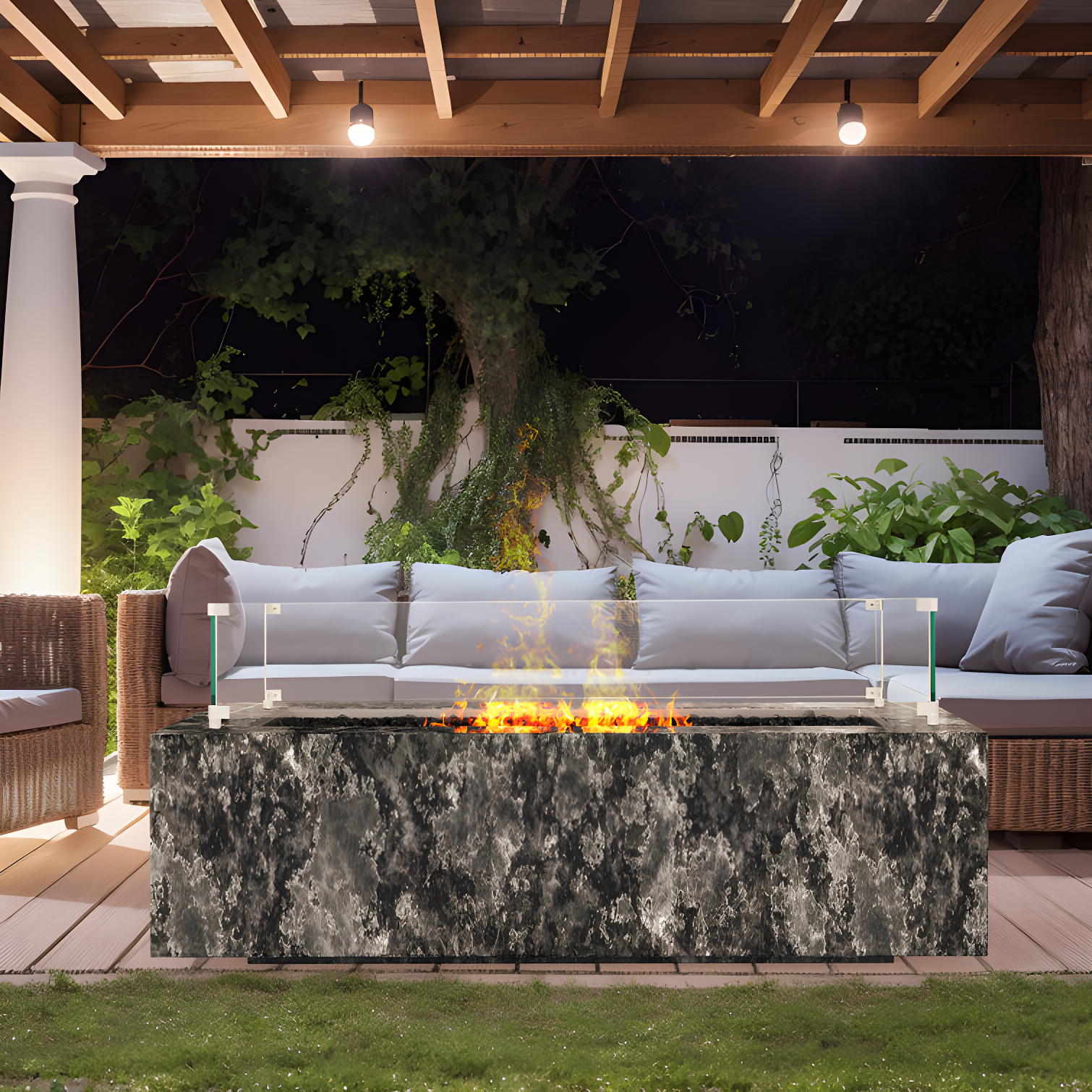 VEVOR Tempered Glass Fire Pit Accessory (Set of 4)