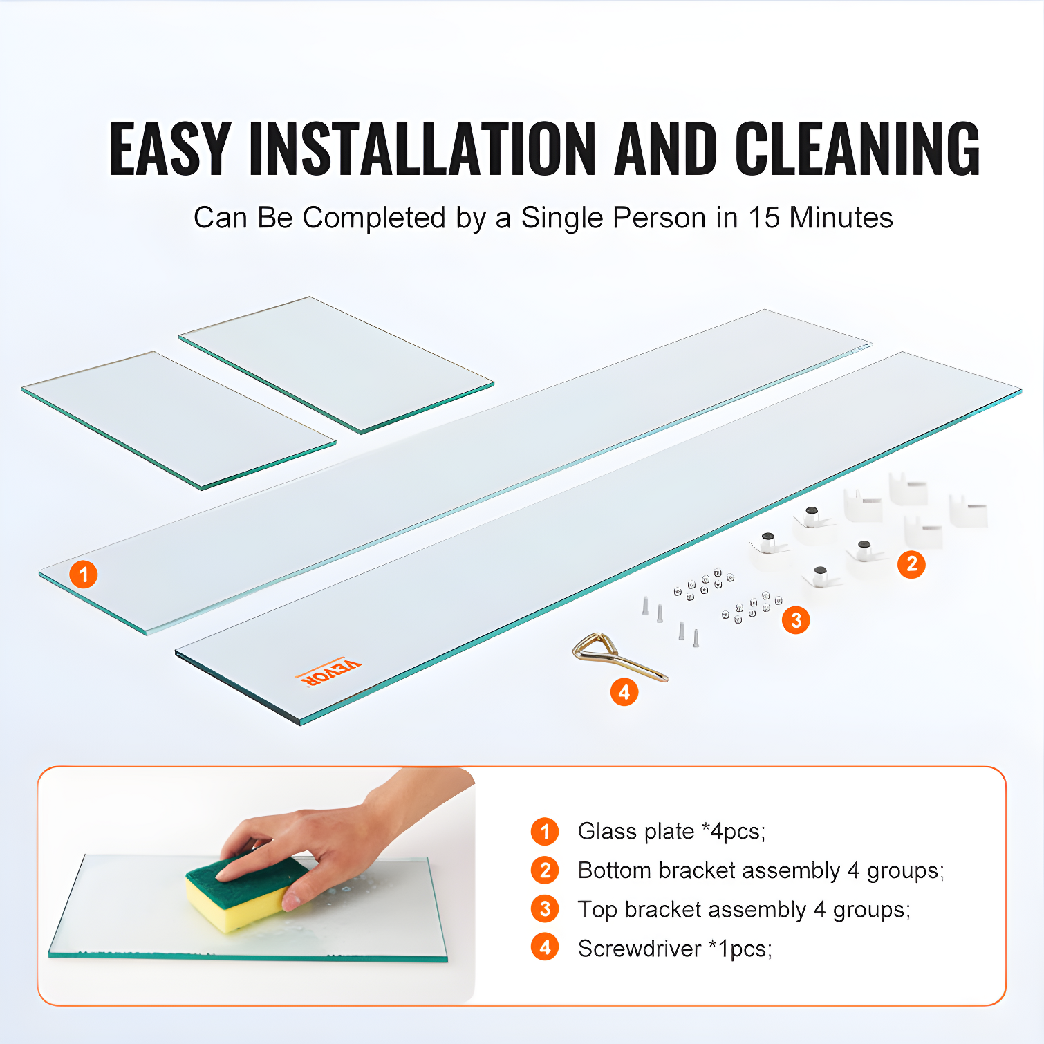 VEVOR Tempered Glass Fire Pit Accessory (Set of 4)