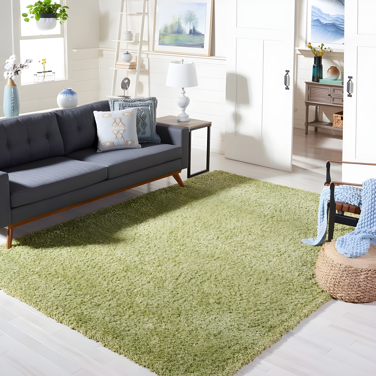 Shag SG151 Power Loomed Indoor Area Rug - Green - 6'7"x9'6" - Safavieh.