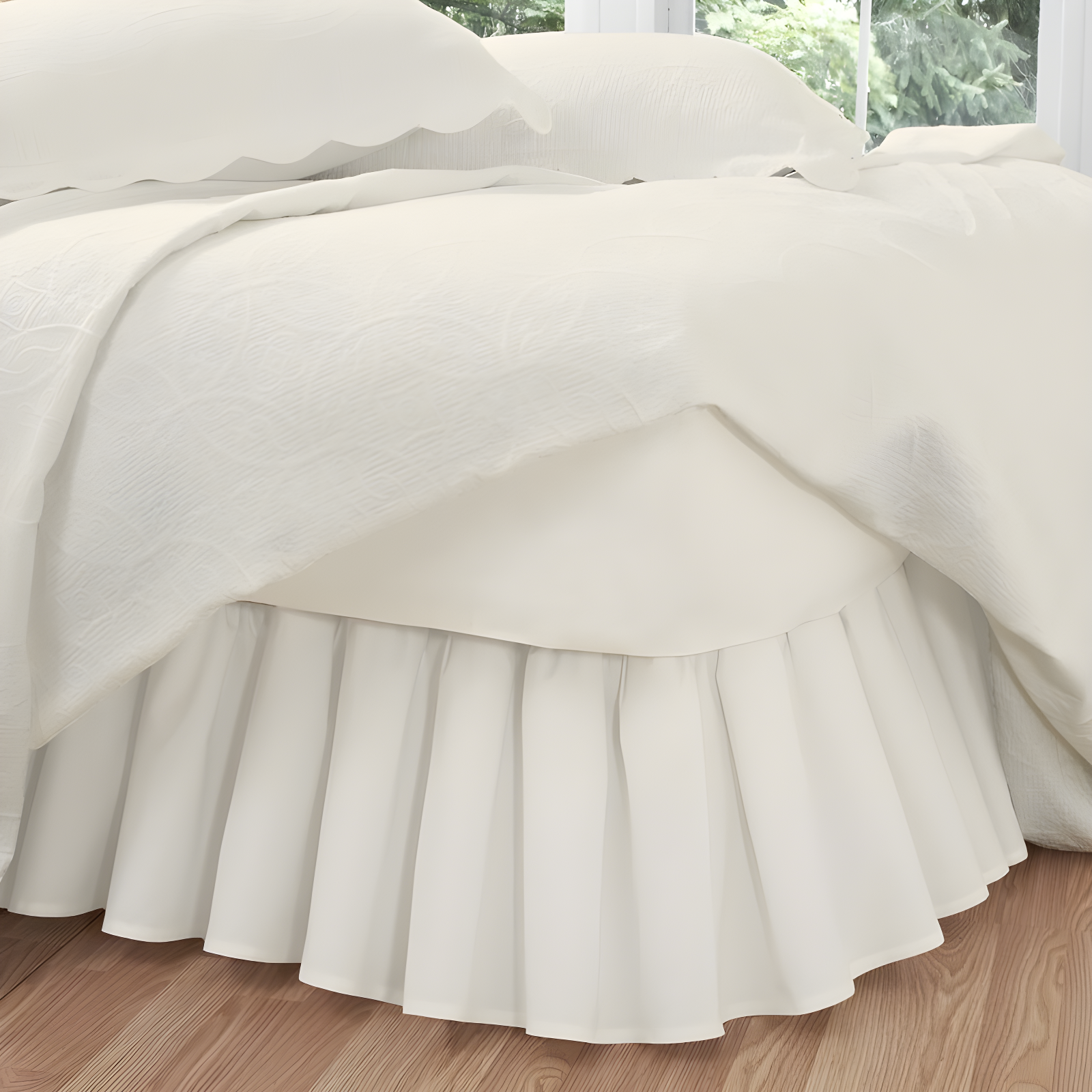 Fresh Ideas Fresh Ideas Ruffled Poplin Bed Skirt, 14" Drop Length