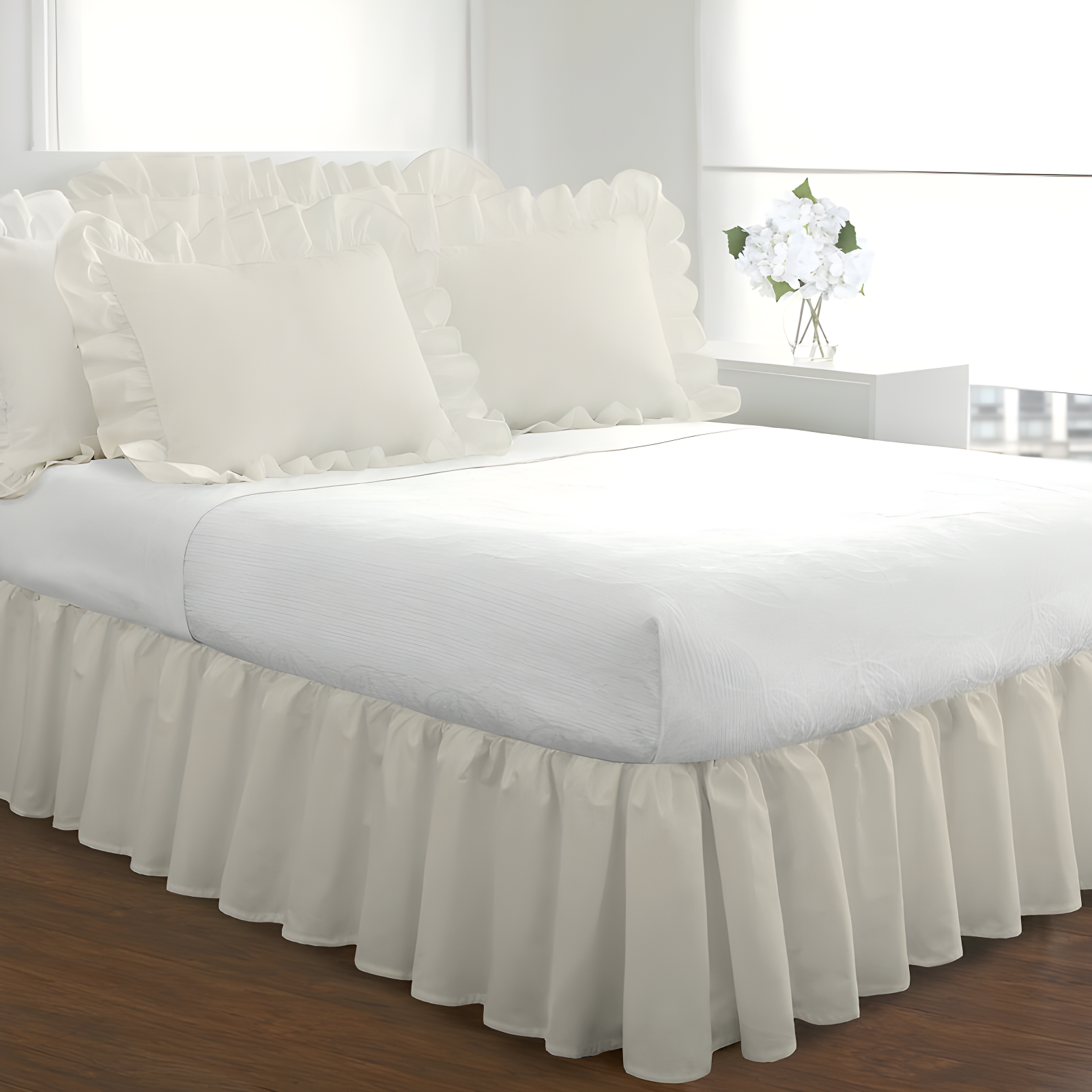 Fresh Ideas Fresh Ideas Ruffled Poplin Bed Skirt, 14" Drop Length