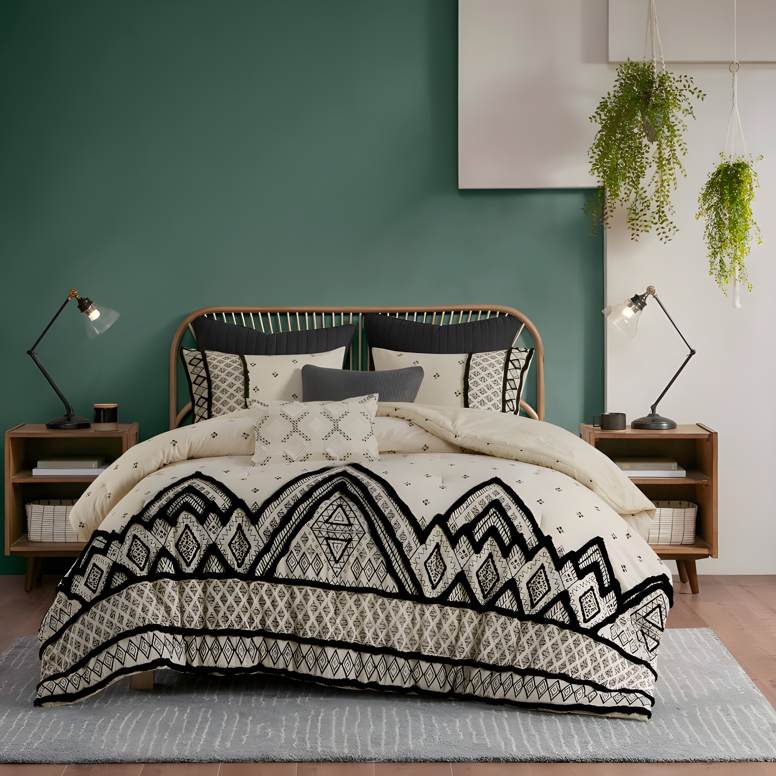 INK+IVY Marta 3 Piece Cotton and Flax Linen Blend Comforter Set
