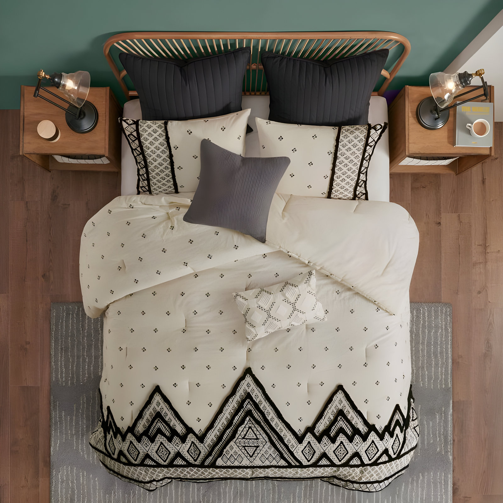 INK+IVY Marta 3 Piece Cotton and Flax Linen Blend Comforter Set