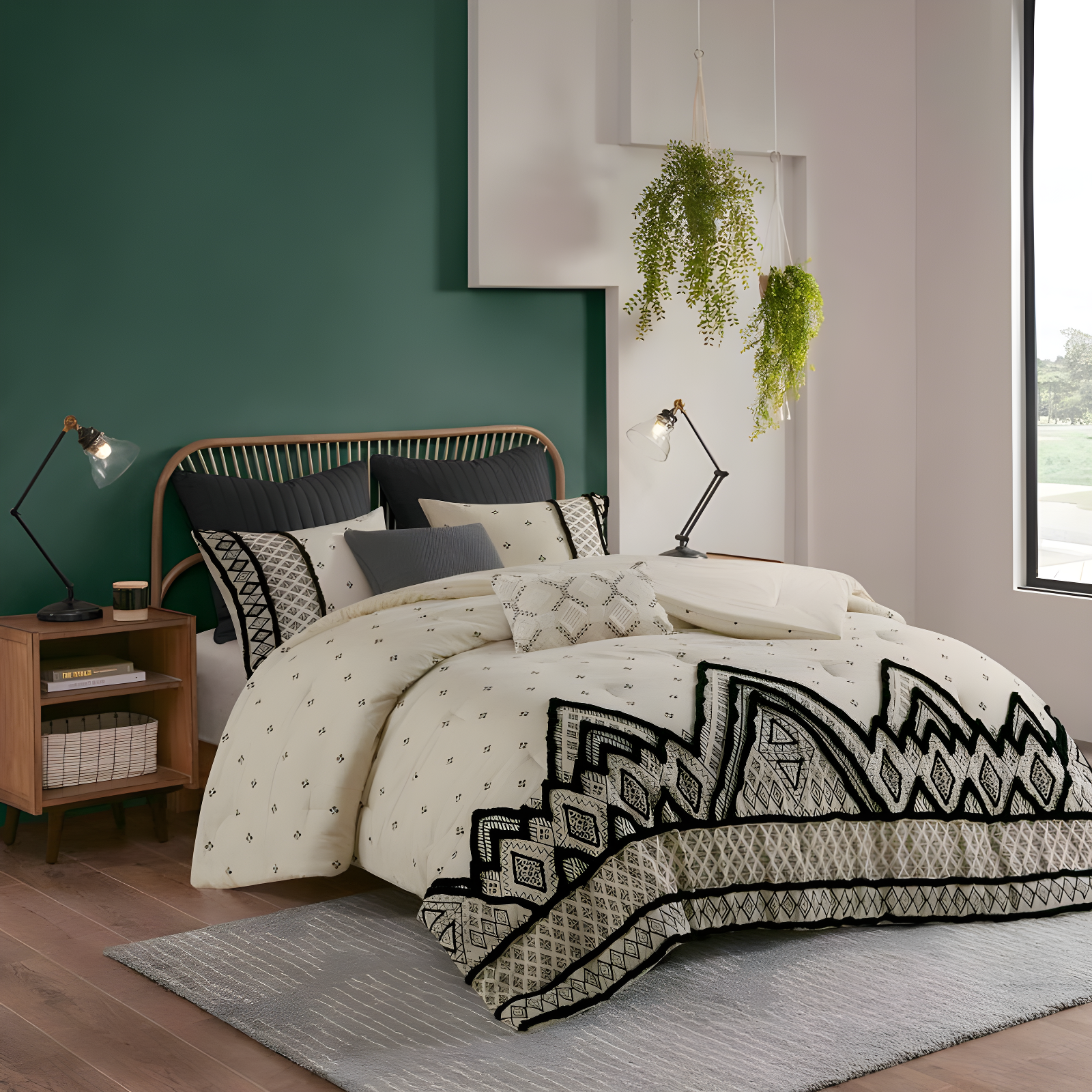 INK+IVY Marta 3 Piece Cotton and Flax Linen Blend Comforter Set