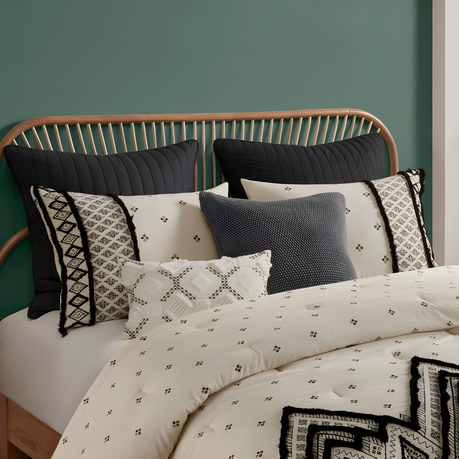 INK+IVY Marta 3 Piece Cotton and Flax Linen Blend Comforter Set