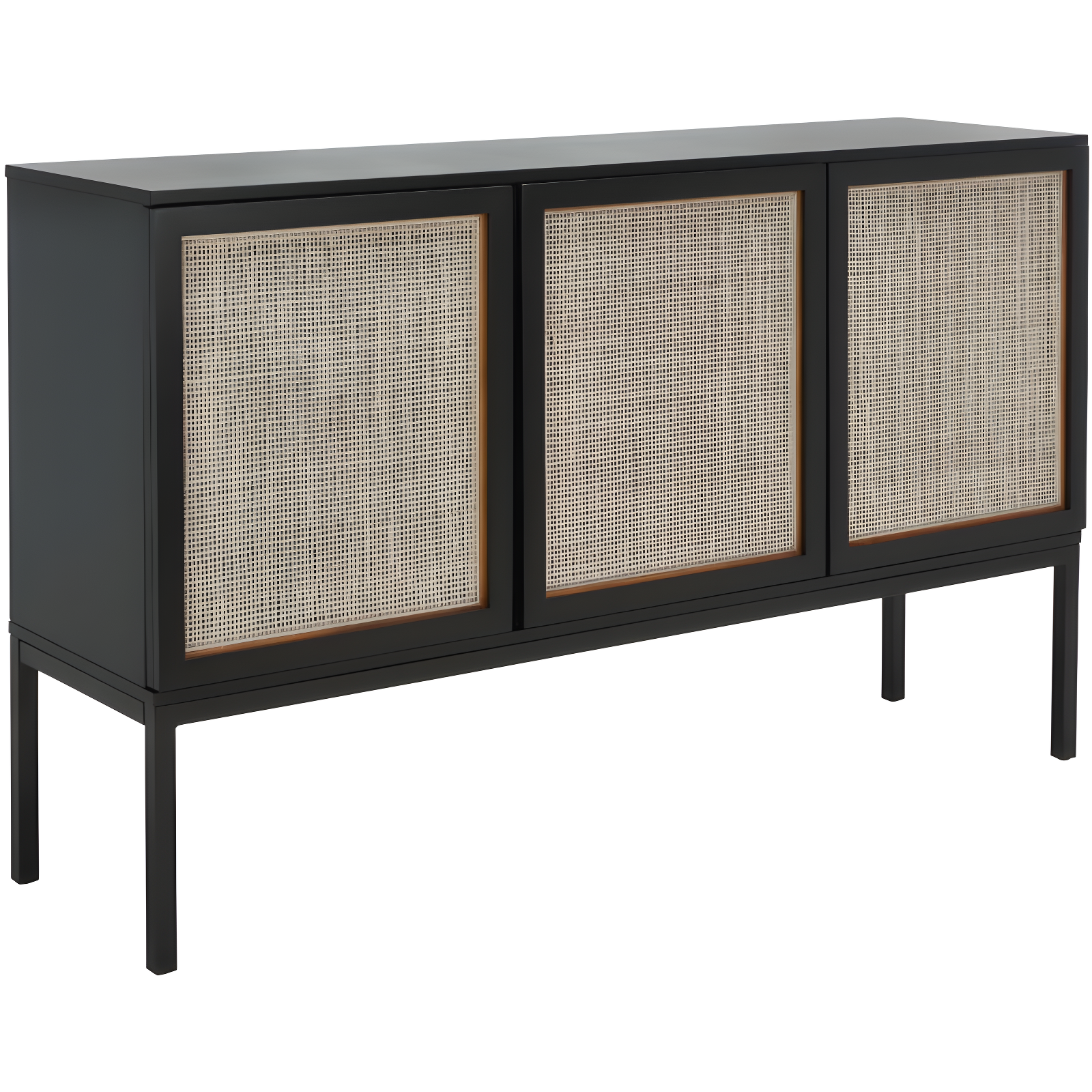 Zadie 2 Shelf Rattan Sideboard - Black/Natural - Safavieh