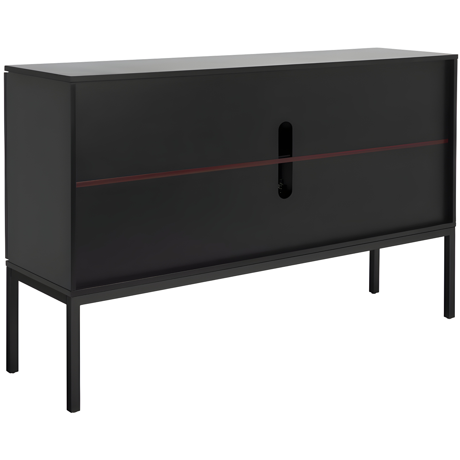 Zadie 2 Shelf Rattan Sideboard - Black/Natural - Safavieh