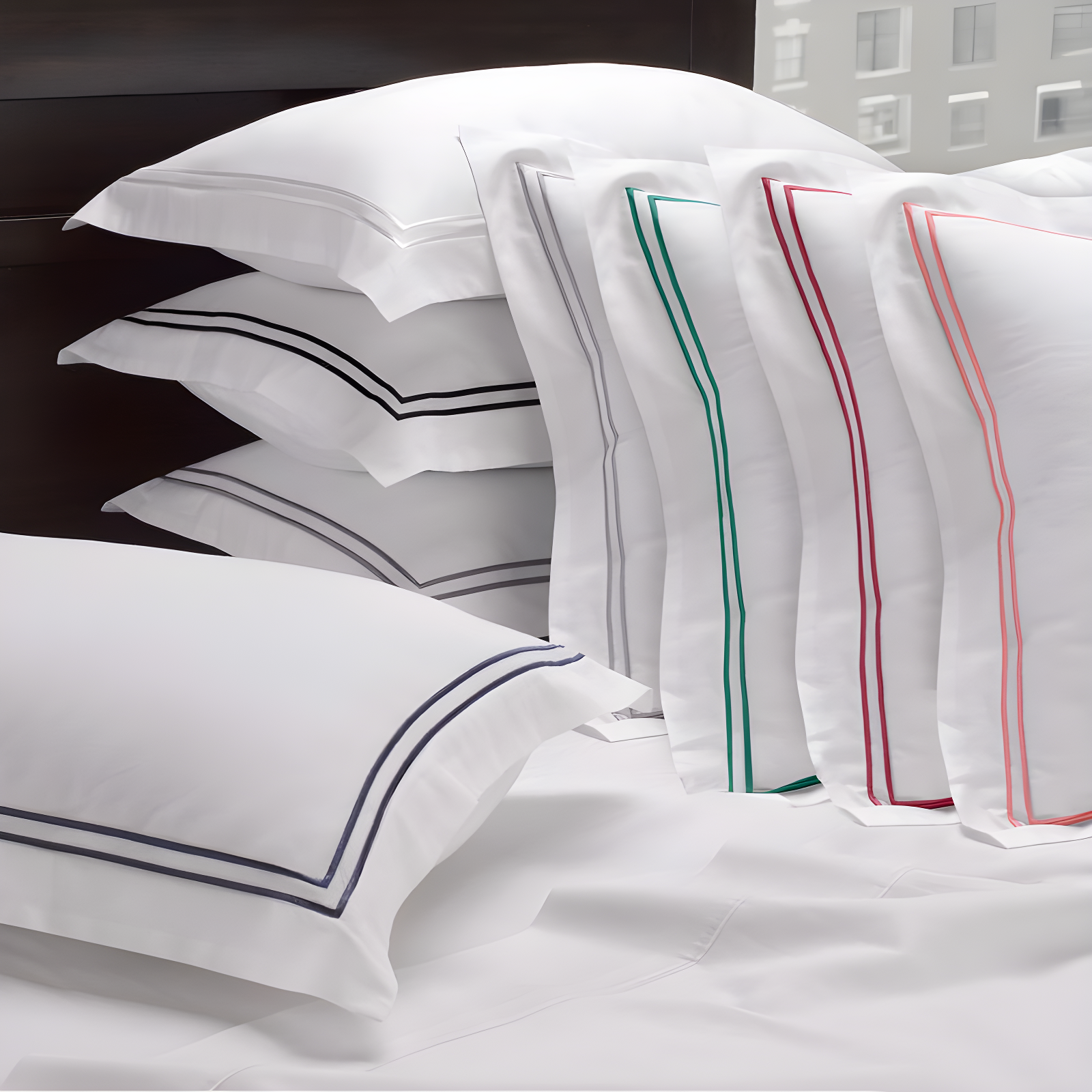 Ella Jayne Home Ella Jayne Cotton Duvet Cover with Satin Satin Stitching 3-Piece Set, White with White Satin Stitching