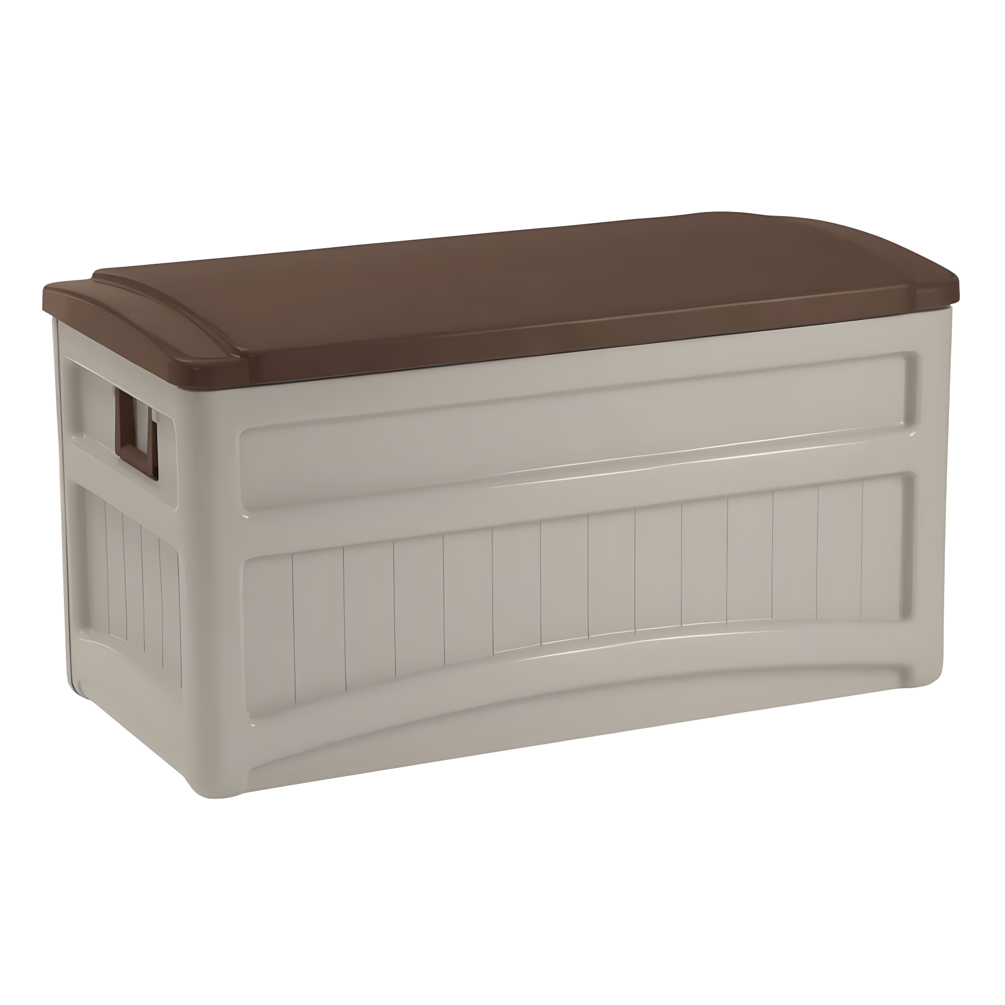 Suncast Suncast 78 Gallon Water Resistant Resin Deck Box with Wheels in Light Taupe/Mocha