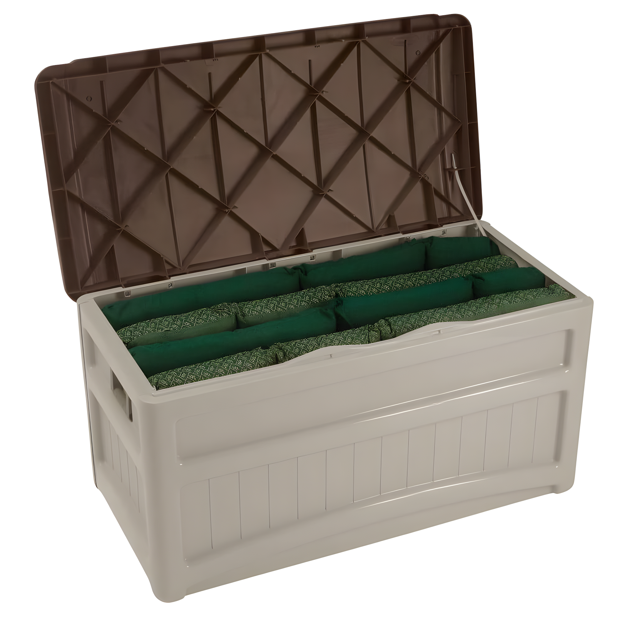 Suncast Suncast 78 Gallon Water Resistant Resin Deck Box with Wheels in Light Taupe/Mocha