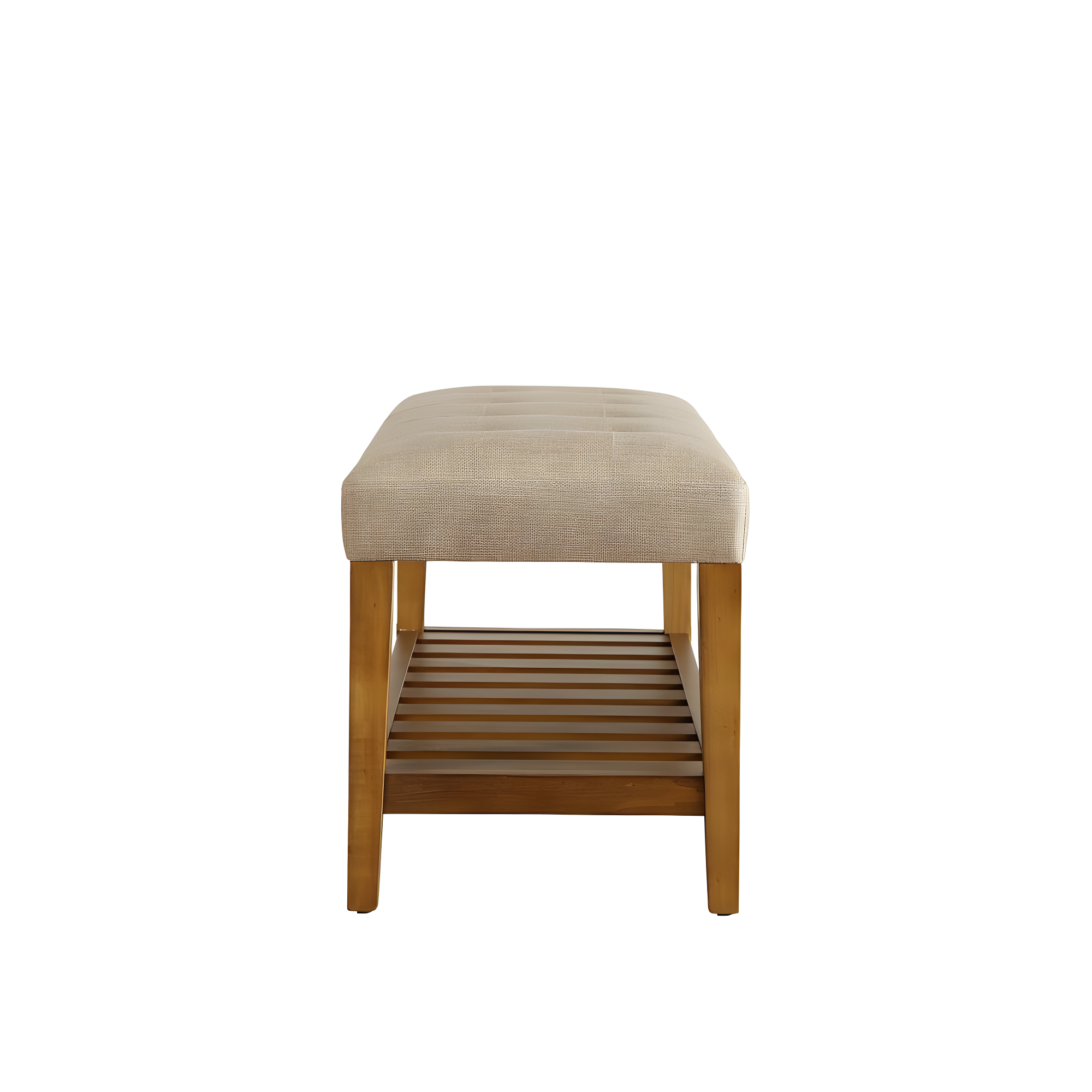 Acme Furniture Charla Ottomans and Benches Beige Fabric/Oak Finish