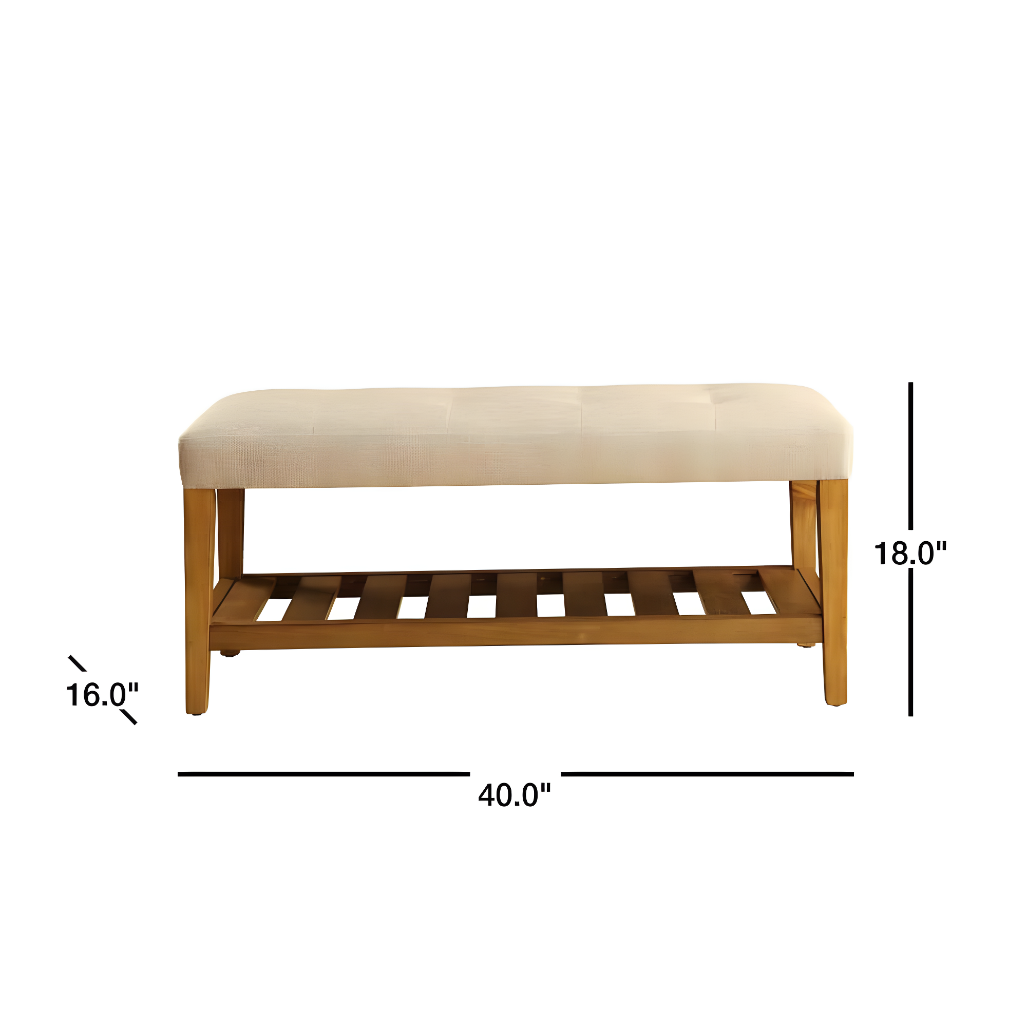 Acme Furniture Charla Ottomans and Benches Beige Fabric/Oak Finish