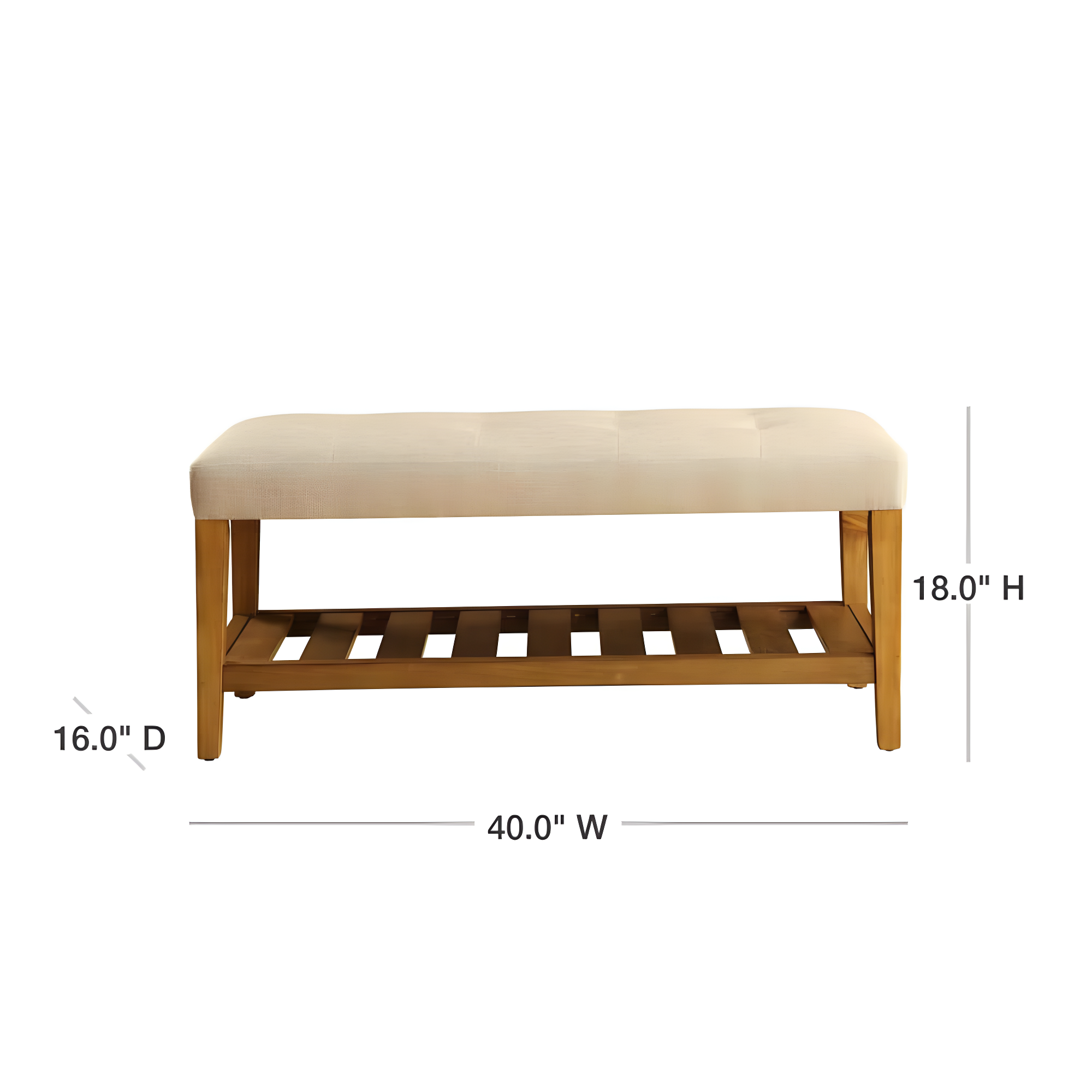 Acme Furniture Charla Ottomans and Benches Beige Fabric/Oak Finish