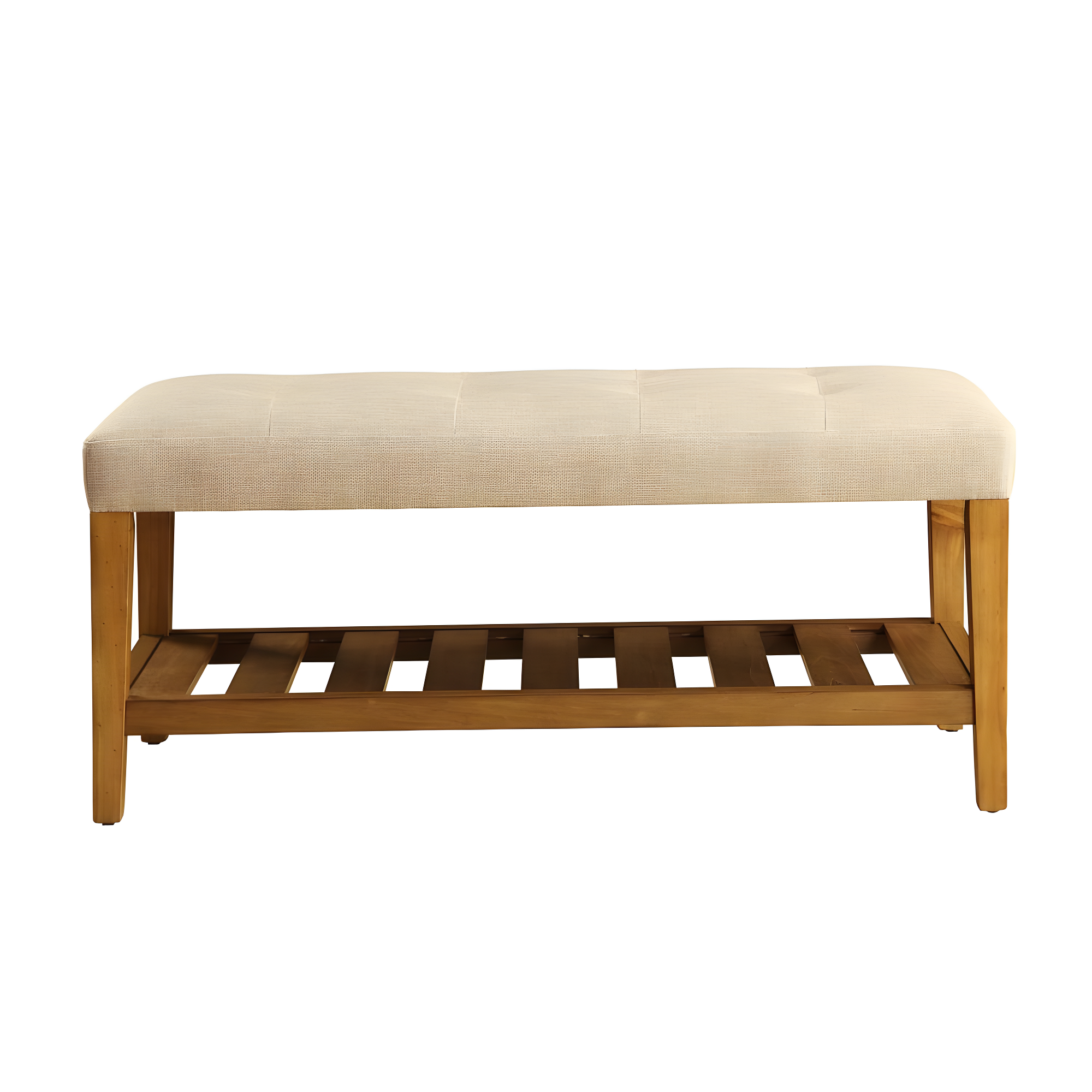 Acme Furniture Charla Ottomans and Benches Beige Fabric/Oak Finish
