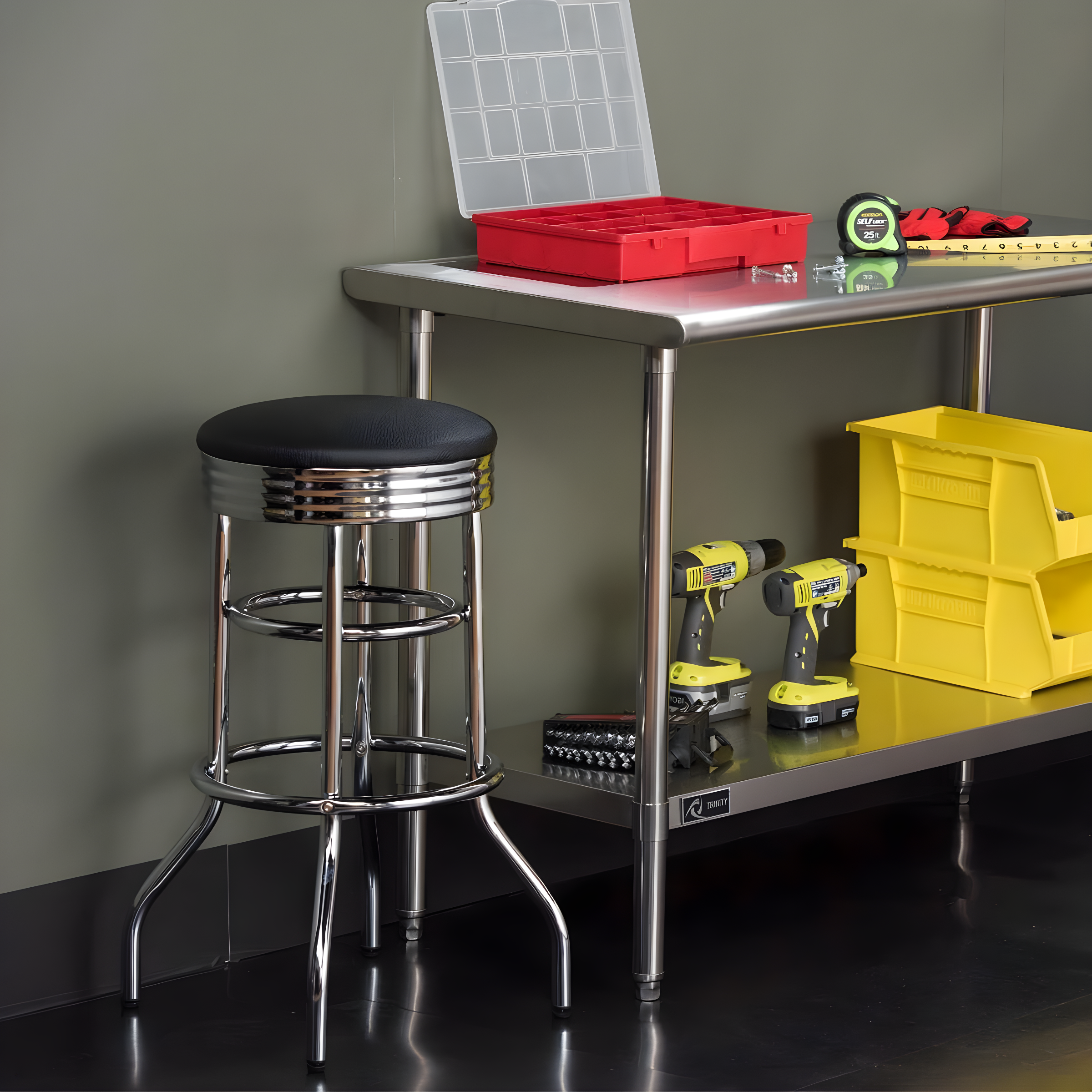 TRINITY 30" Swivel Stool Assembled 2-Pack - Chrome