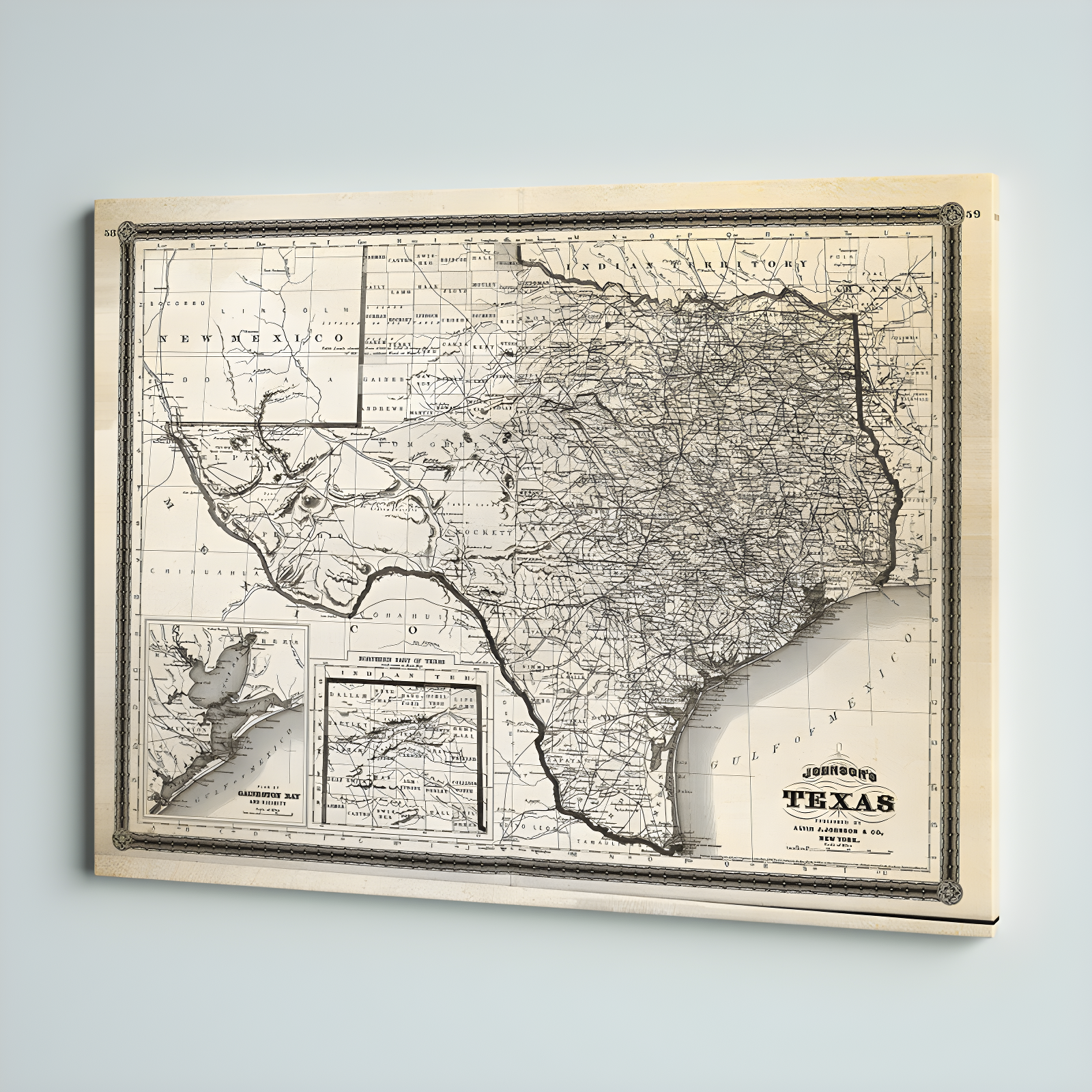 Steelside™ " Vintage Map Texas I "