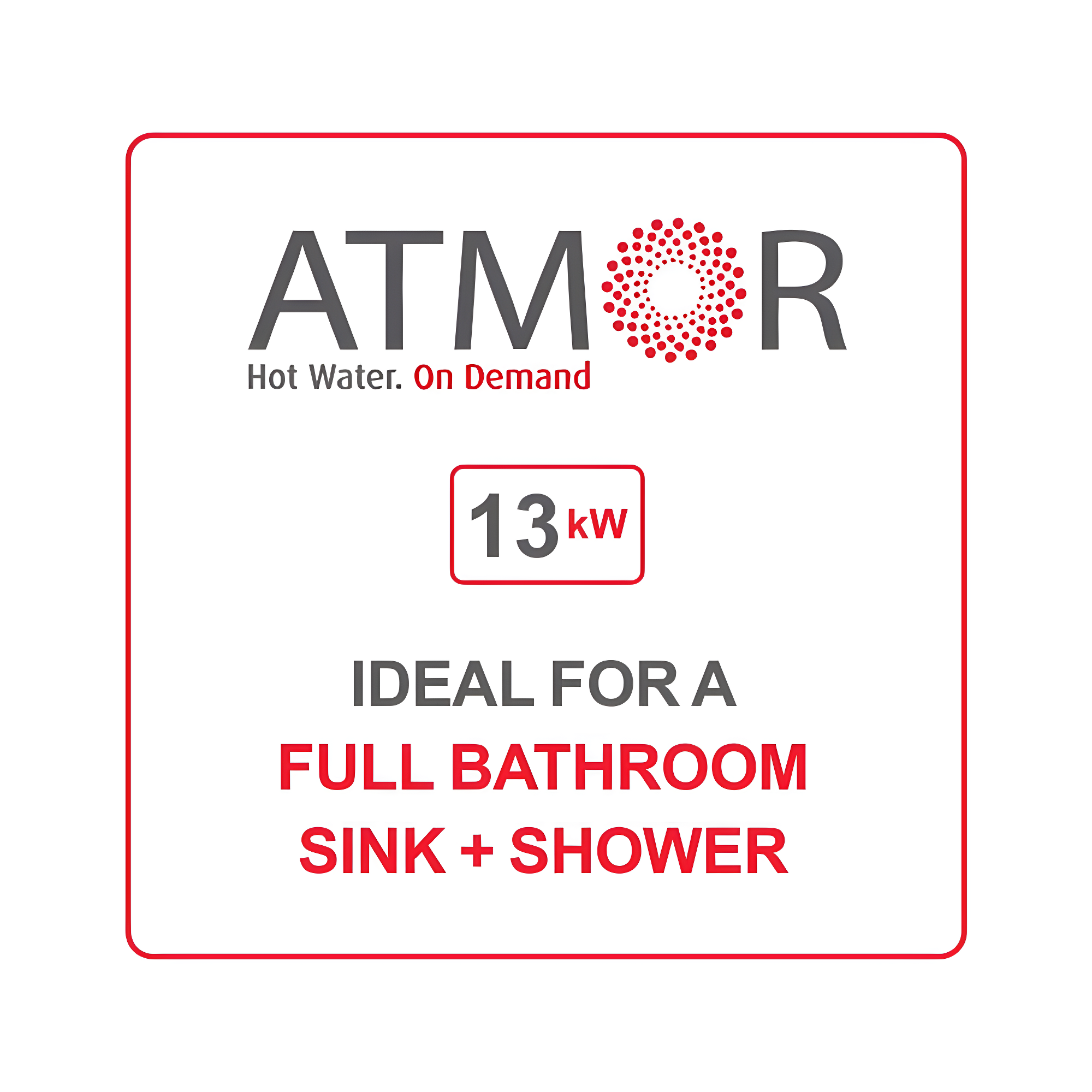 Atmor 13kW/240V Electric Tankless Water Heater Includes Pressure Relief Device, Ideal for a Full Bathroom