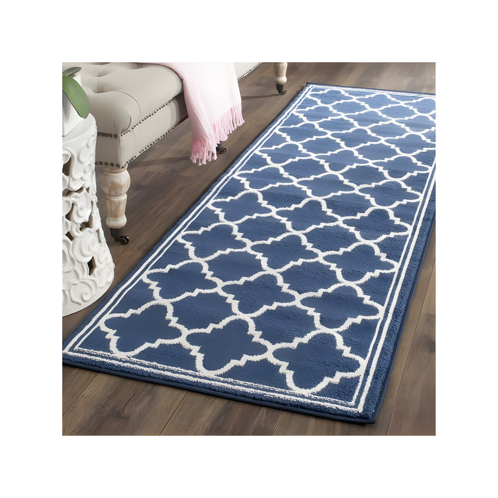 Amherst AMT422 Power Loomed Indoor Runner Rug - Navy/Beige - 2'3"x11' - Safavieh