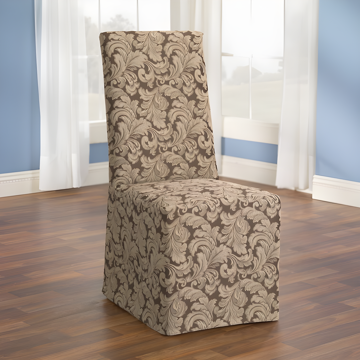 Scroll Classic Box Cushion Dining Chair Slipcover