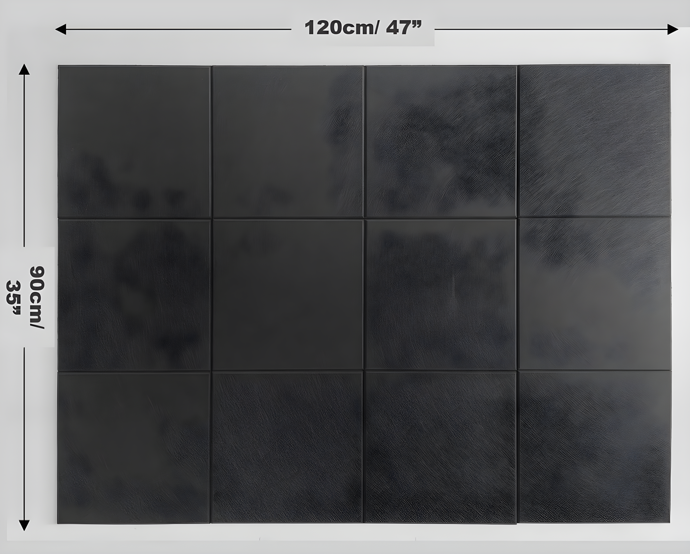 Large Cork Board Alternative 48" x 36", Black Bulletin Board, 12 Pack Felt Wall Tiles With 50 Pushpins, Pin Board Tack Board for Office (Dark Blue)