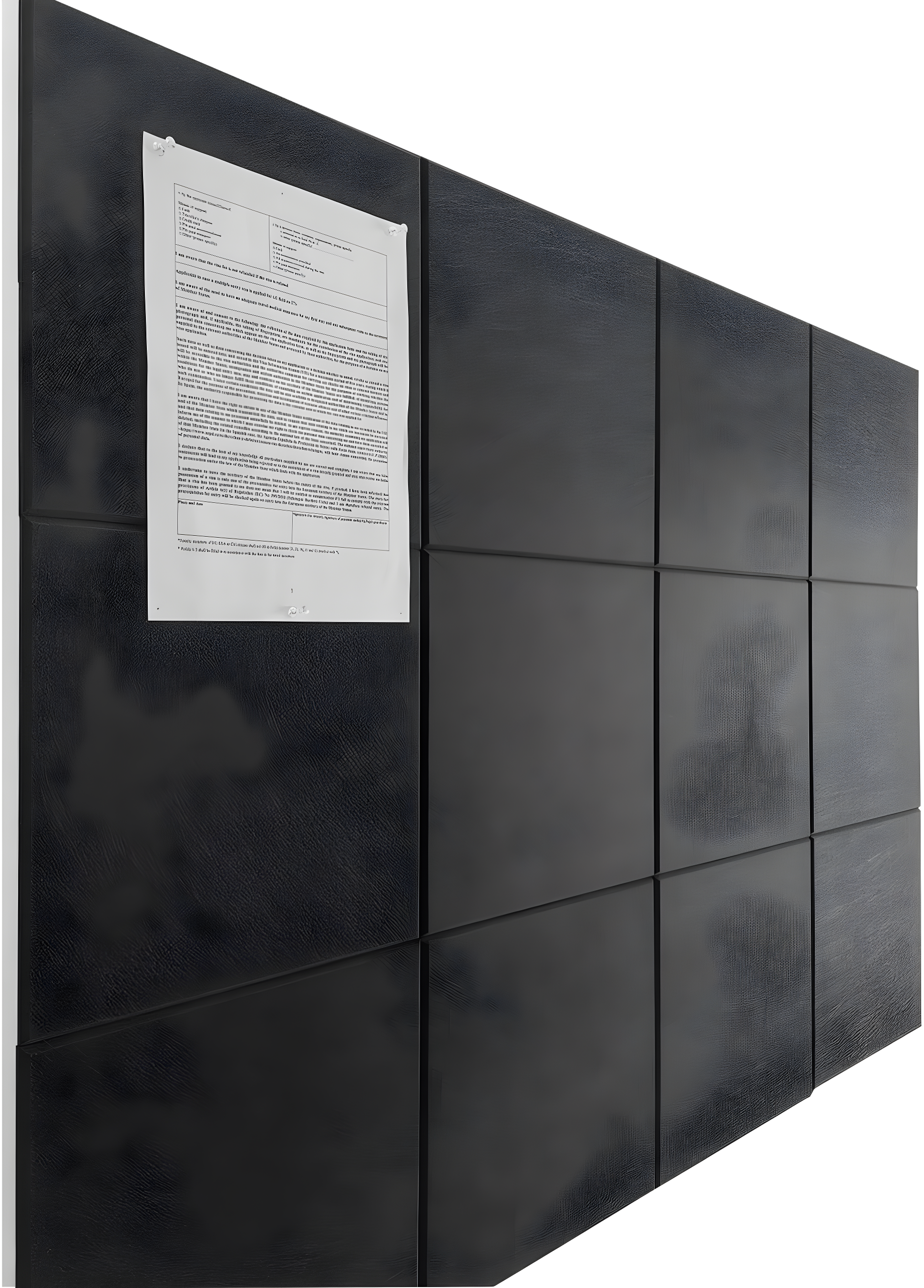 Large Cork Board Alternative 48" x 36", Black Bulletin Board, 12 Pack Felt Wall Tiles With 50 Pushpins, Pin Board Tack Board for Office (Dark Blue)