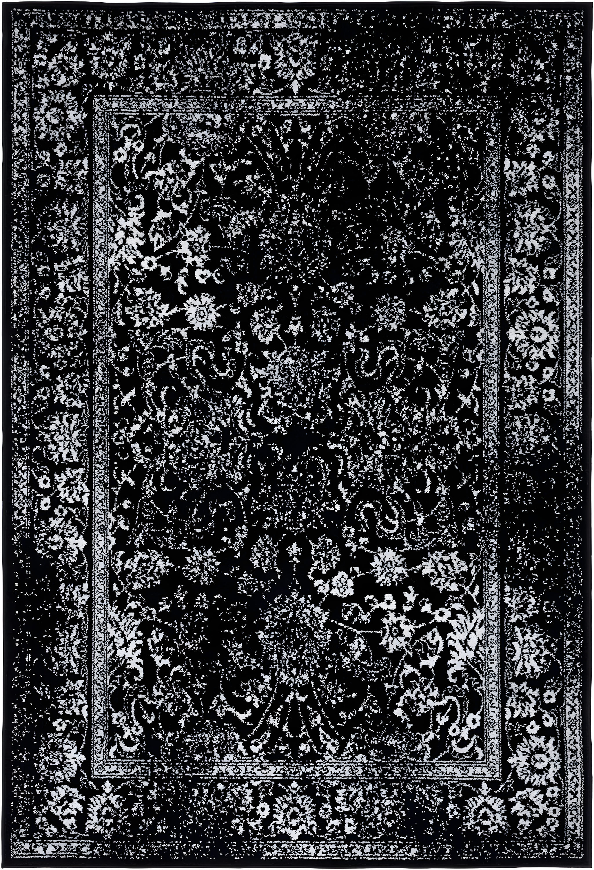 Adirondack ADR109 Machine Made Indoor Accent Rug - Black/Ivory - 3'x5' - Safavieh