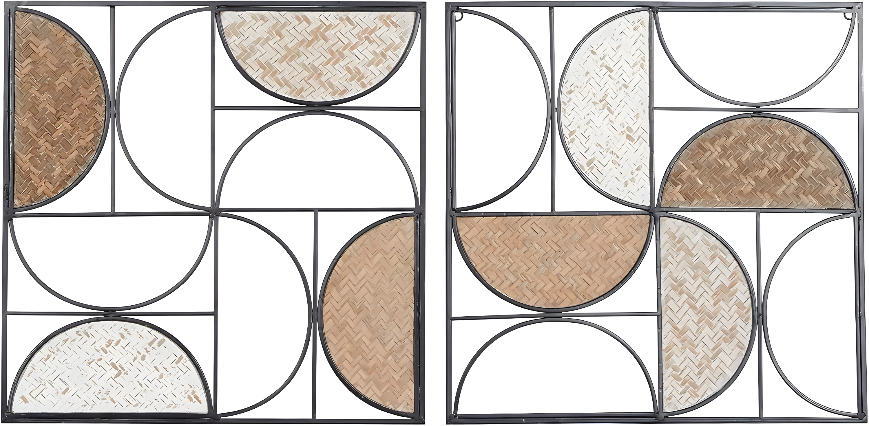 DecMode Brown Metal Contemporary Wall Decor, Set of 2