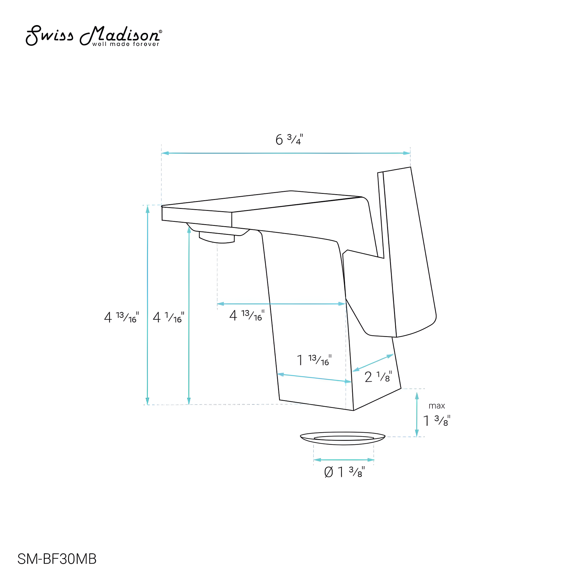 Carre Single Hole, Single-Handle, Bathroom Faucet