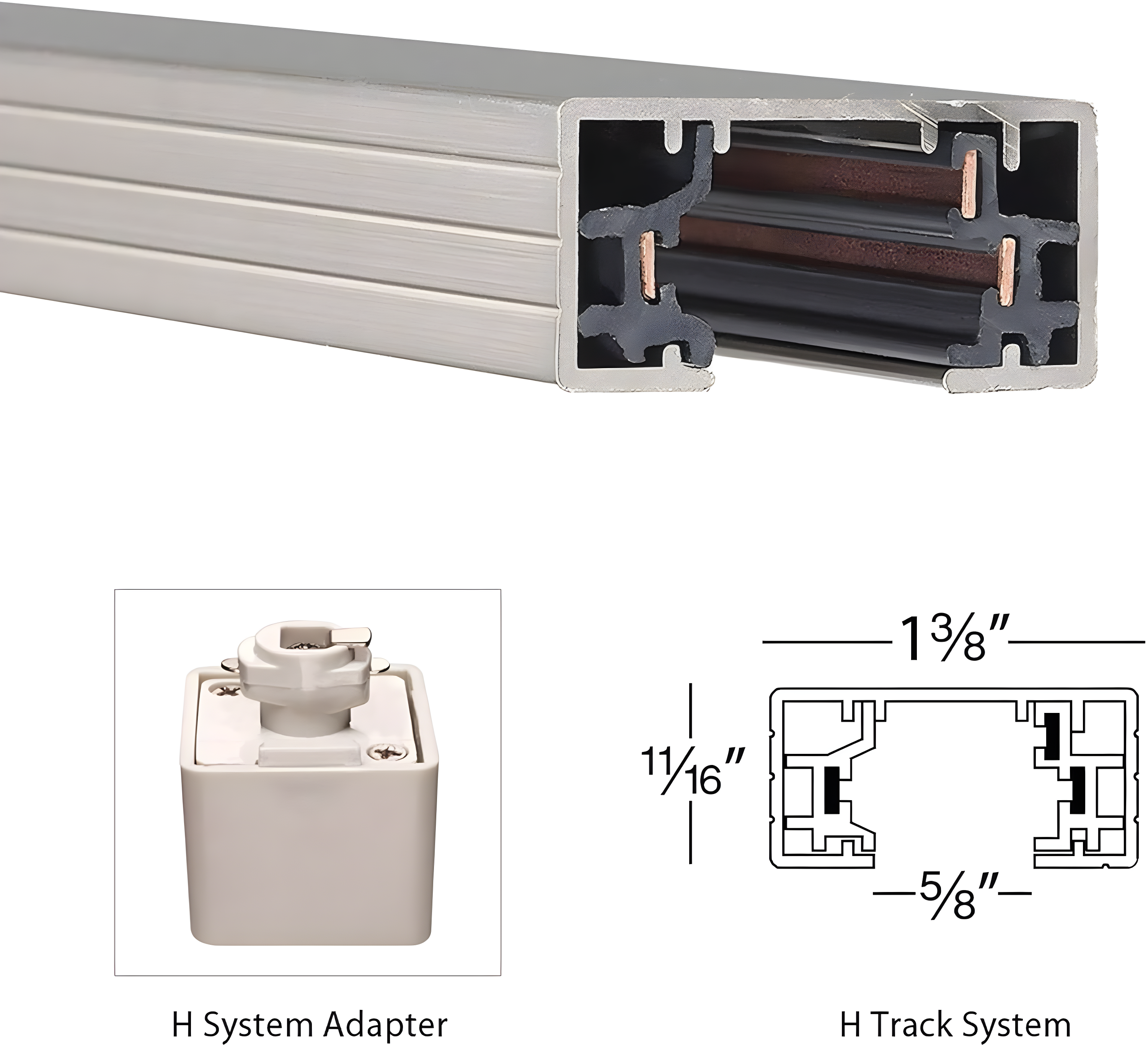 WAC Lighting HT8-BN 120V Single Circuit H Track Section