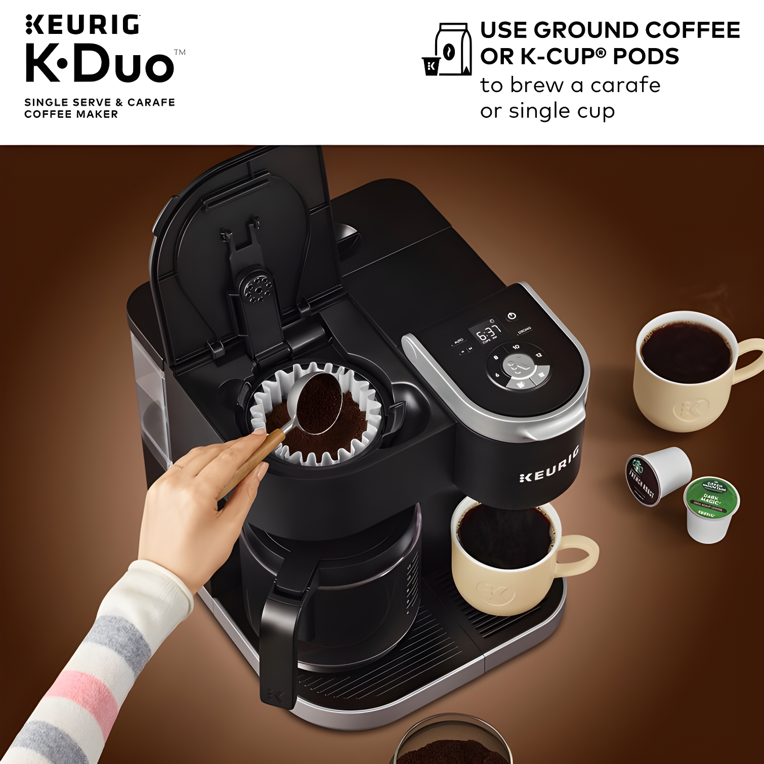 Keurig K-Duo Coffee Maker, with Single-Serve K-Cup Pod, and 12 Cup Carafe Brewer