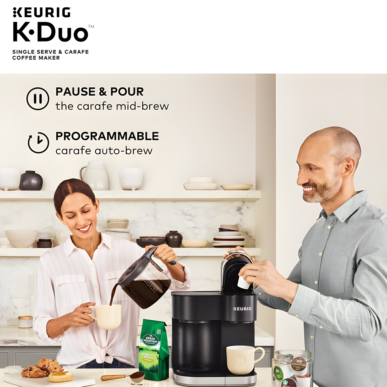 Keurig K-Duo Coffee Maker, with Single-Serve K-Cup Pod, and 12 Cup Carafe Brewer