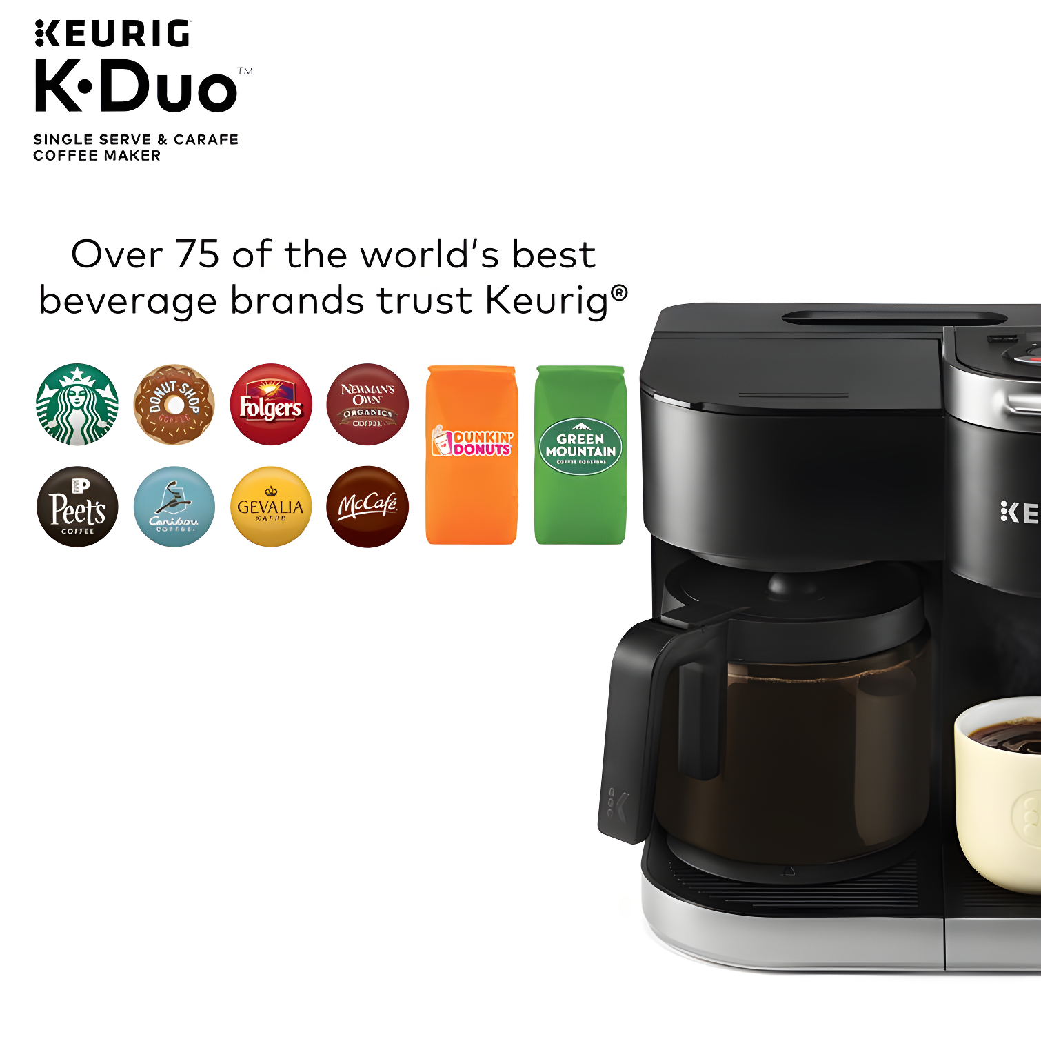 Keurig K-Duo Coffee Maker, with Single-Serve K-Cup Pod, and 12 Cup Carafe Brewer
