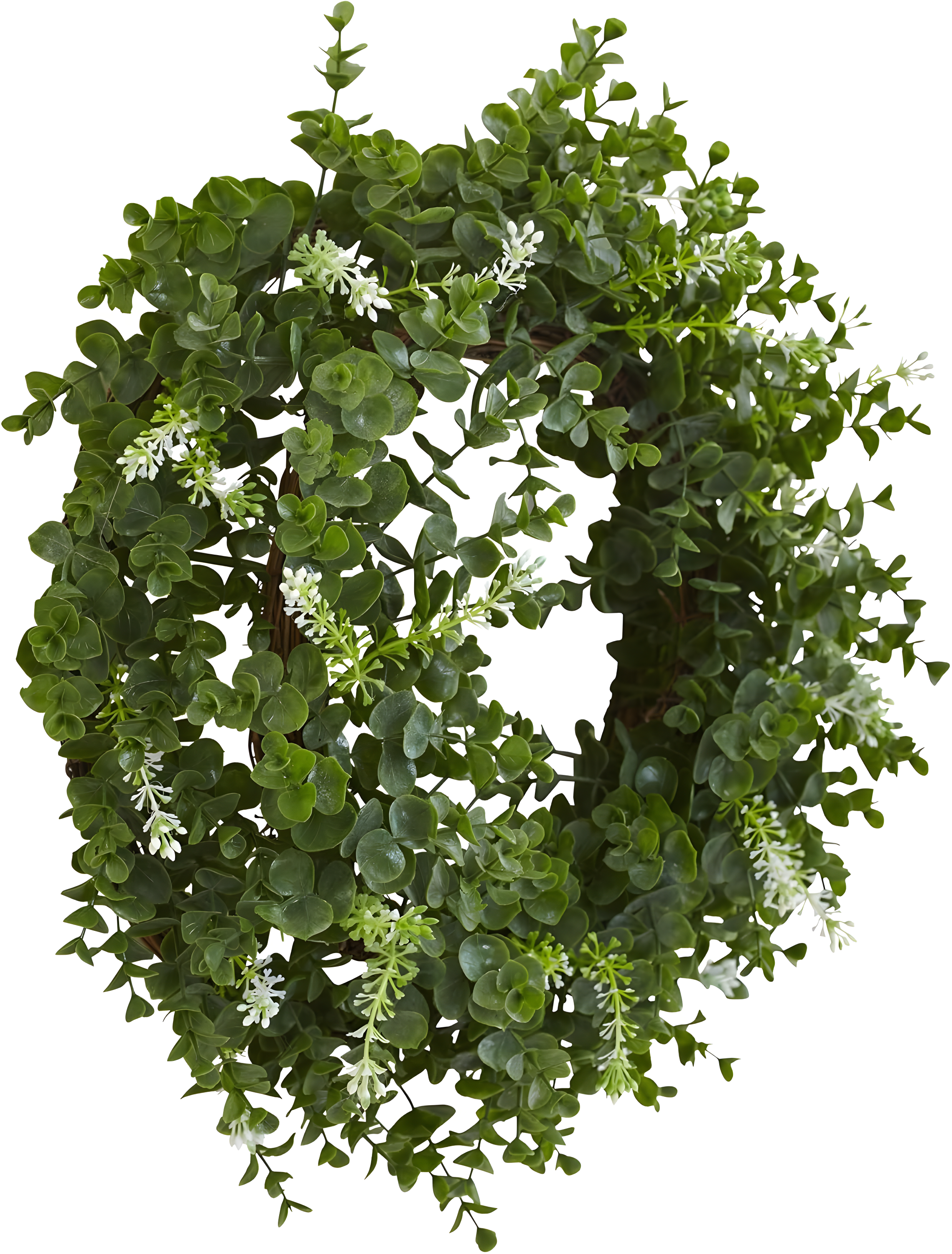18" Artificial Eucalyptus and Twig Wreath - Nearly Natural: Faux Floral Decor, Indoor Spring/Summer Display, Unlit