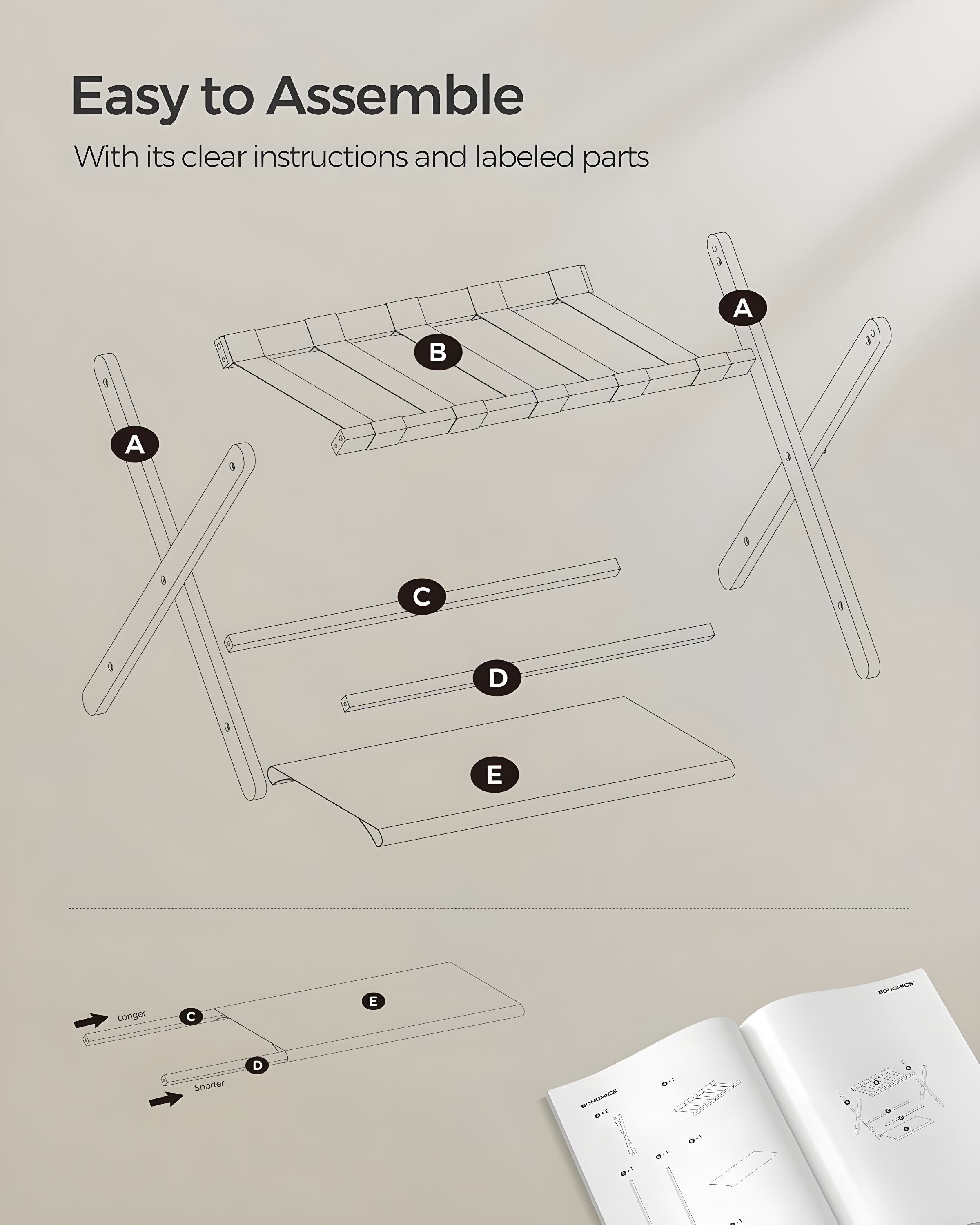 Bisiot Luggage Rack, Folding Suitcase Stand With Storage Shelf Holds Up To 131 Lb