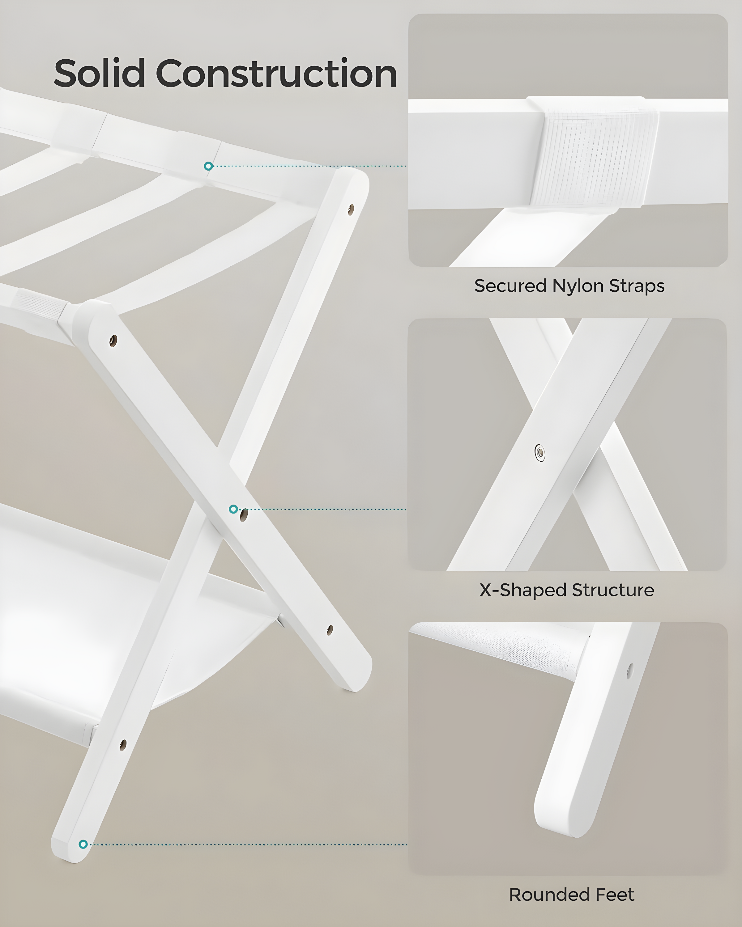 Bisiot Luggage Rack, Folding Suitcase Stand With Storage Shelf Holds Up To 131 Lb