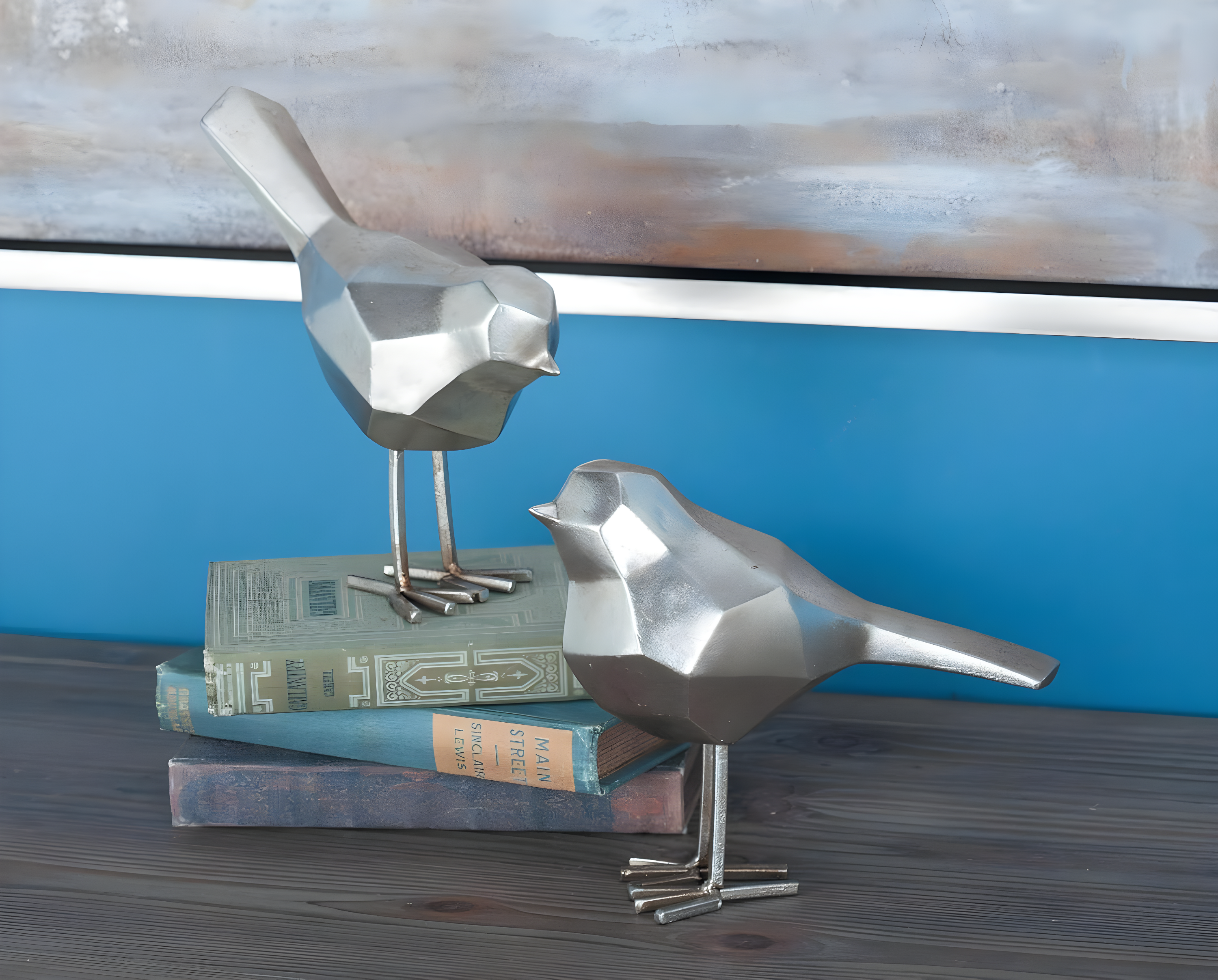 Polystone Bird Decorative Sculpture with Origami Accents