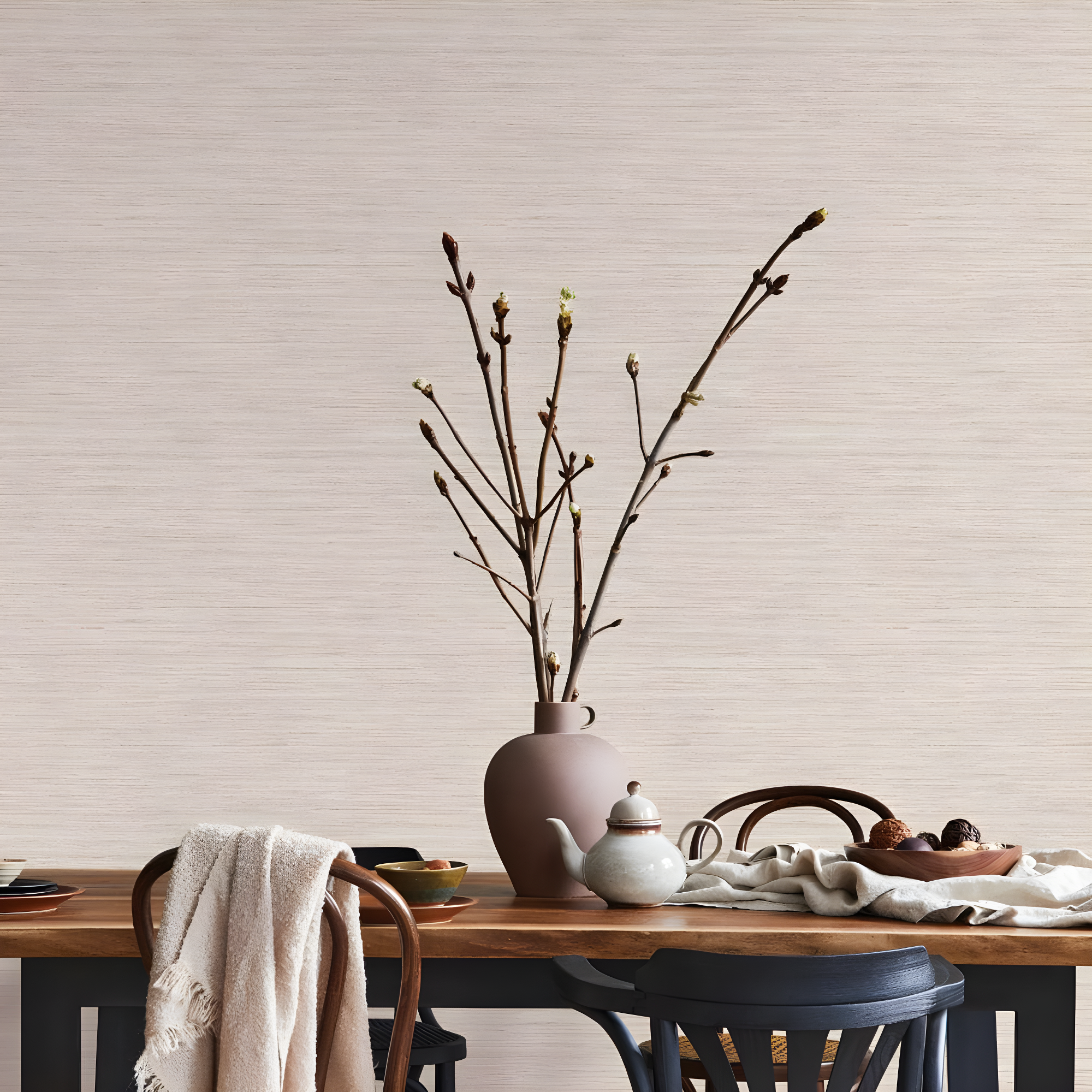 Tempaper & Co.® Faux Horizontal Grasscloth Removable Peel and Stick Wallpaper, Textured Ecru, 28 sq. ft.: Vinyl, Prepasted, Abstract Pattern
