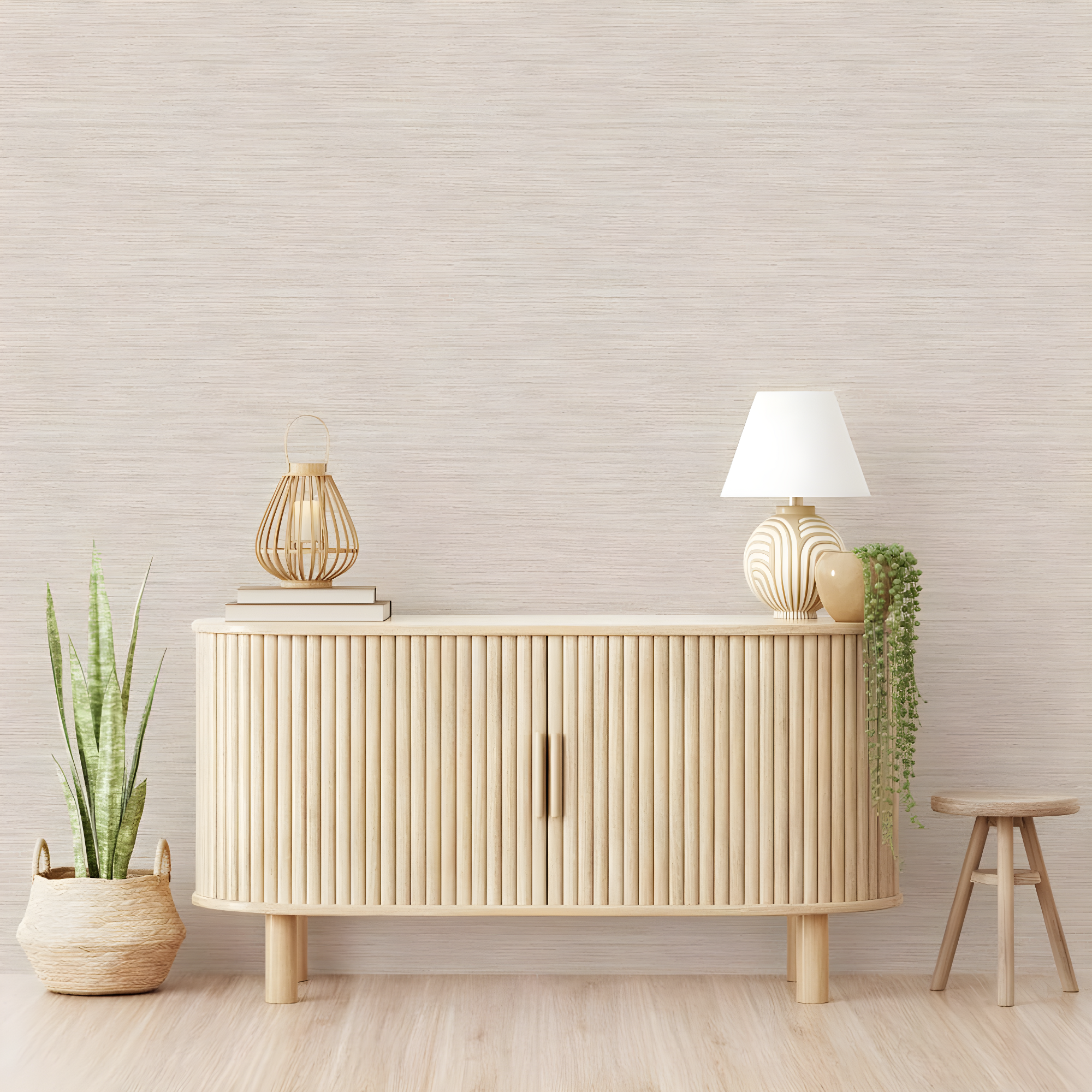 Tempaper & Co.® Faux Horizontal Grasscloth Removable Peel and Stick Wallpaper, Textured Ecru, 28 sq. ft.: Vinyl, Prepasted, Abstract Pattern