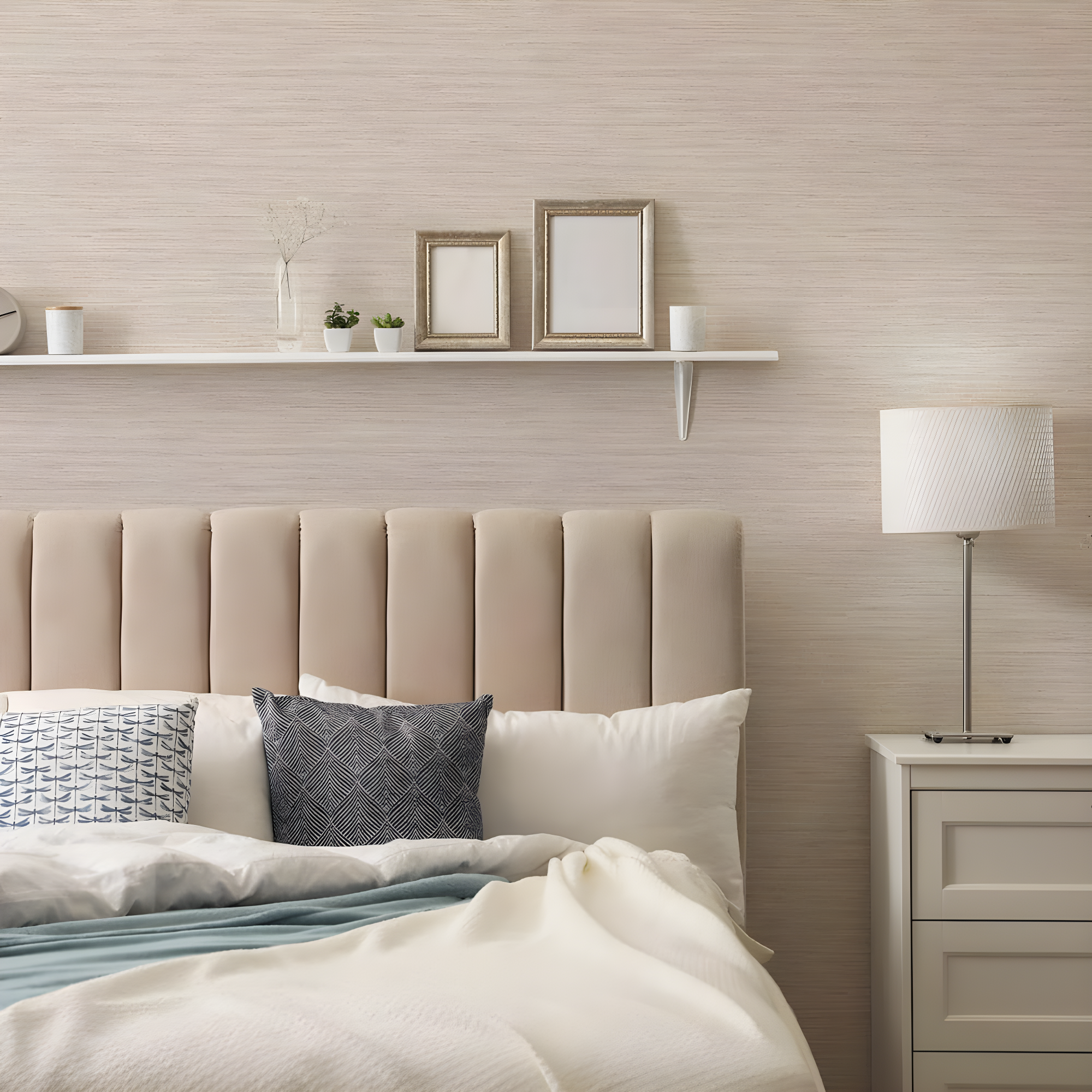 Tempaper & Co.® Faux Horizontal Grasscloth Removable Peel and Stick Wallpaper, Textured Ecru, 28 sq. ft.: Vinyl, Prepasted, Abstract Pattern