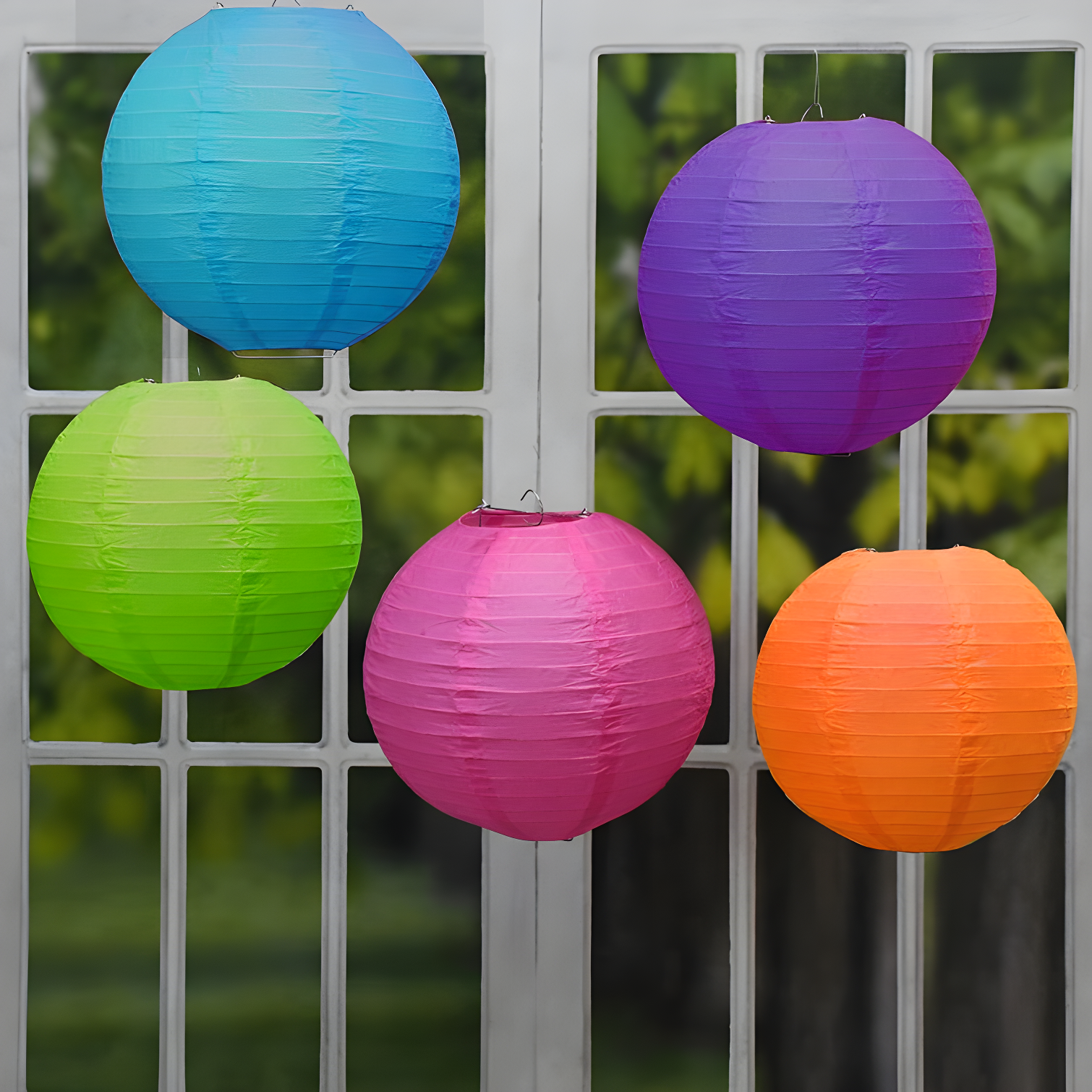 LumaBase Round Paper Lanterns - 5 Count (Set of 5)